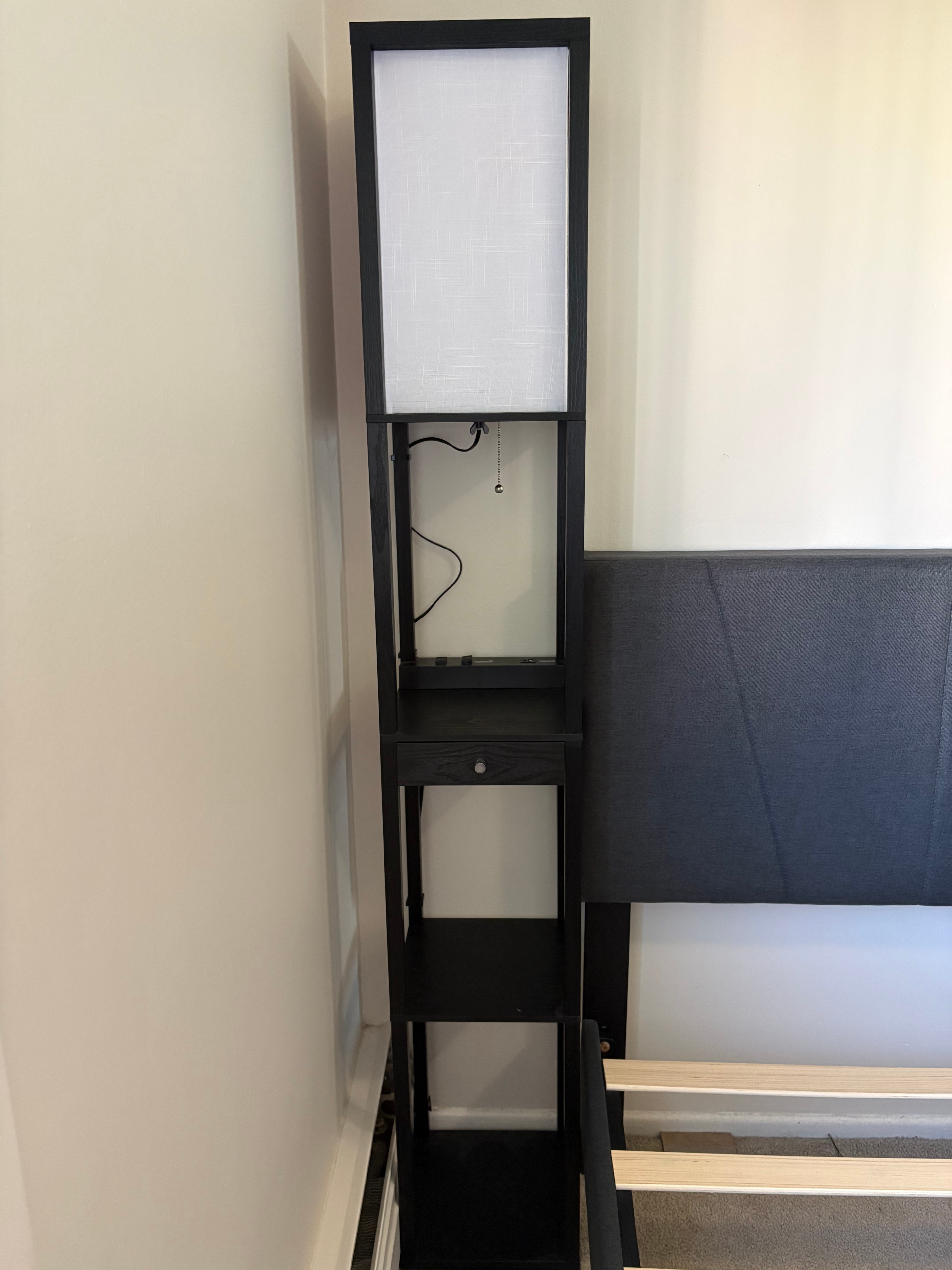 Floor Lamp with Shelves & Drawer