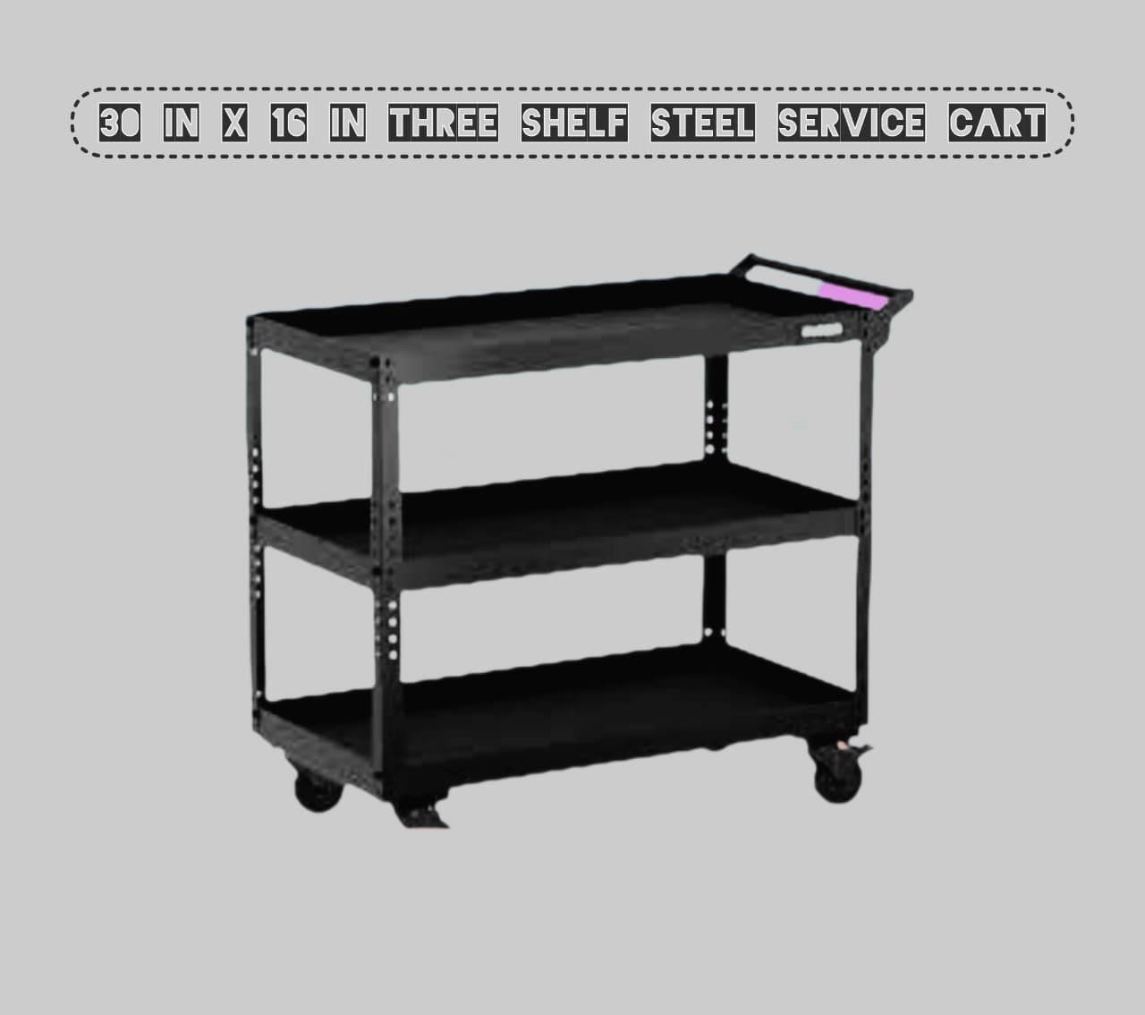 Three-Shelf Steel Service Cart 30x16