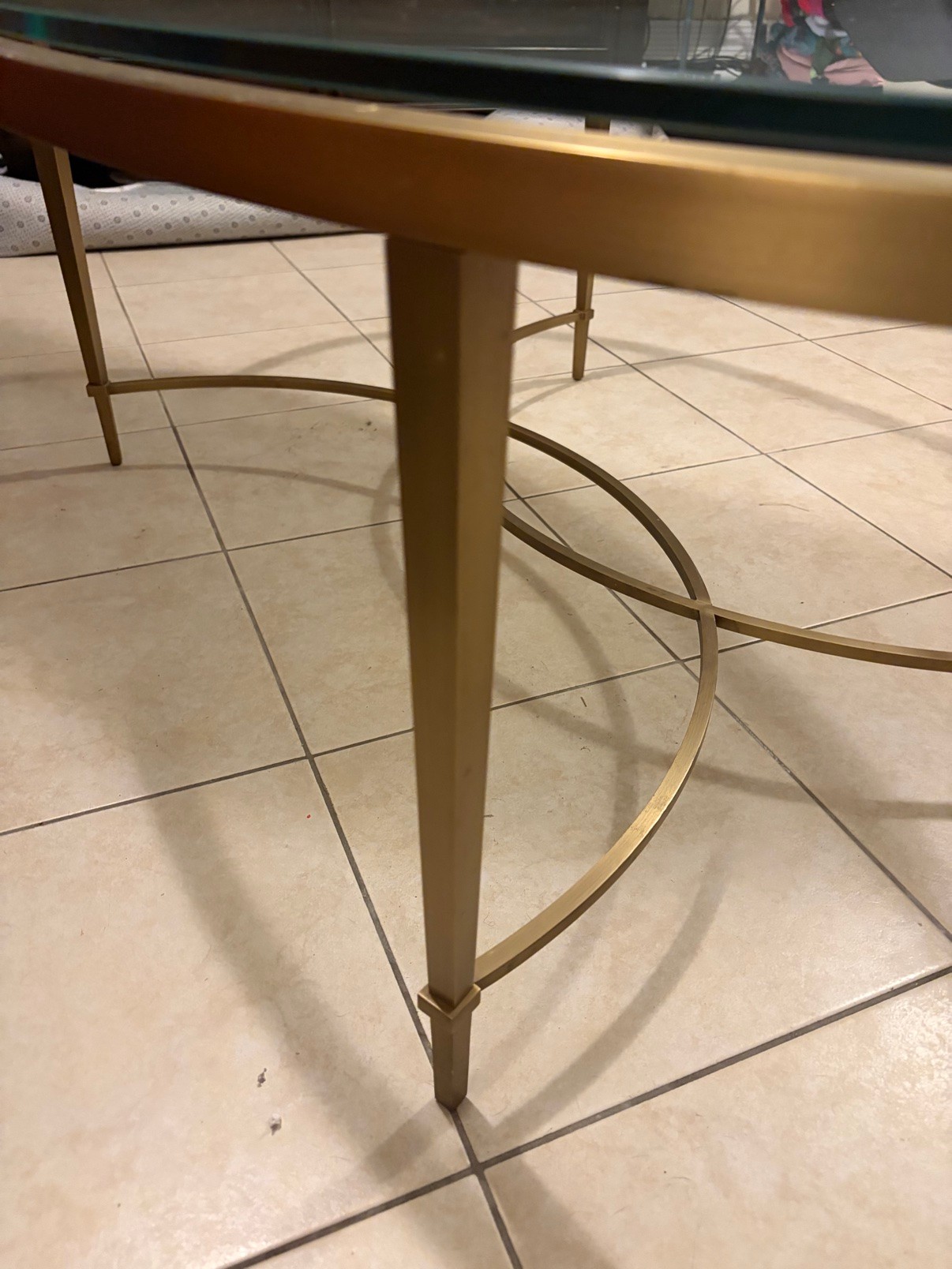 Coffee Table Modern Oval Glass & Brass - photo 5