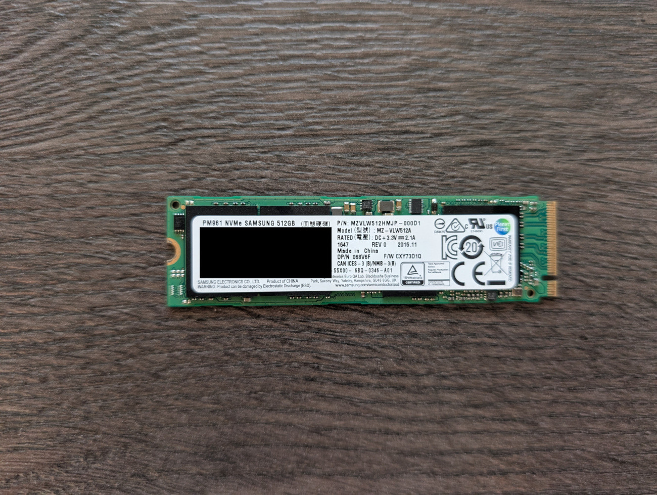 Samsung PM961 512GB NVMe M.2 SSD