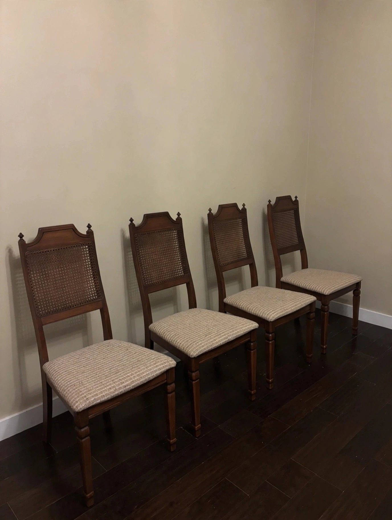 Set of 4 Canapar Walnut Cane Back Dining Chairs - photo 2