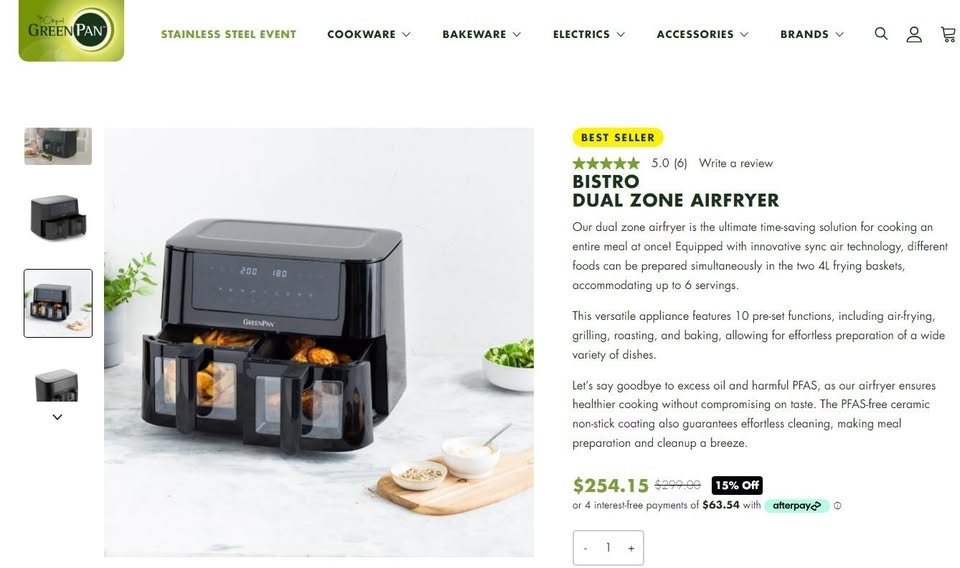 GreenPan Bistro Dual Zone Air Fryer, 2x 4L