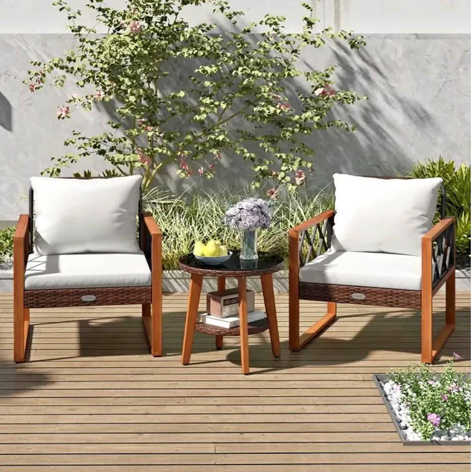 BNIB 3 Piece Patio Furniture Set Small Table and Soft Cushions - photo 2