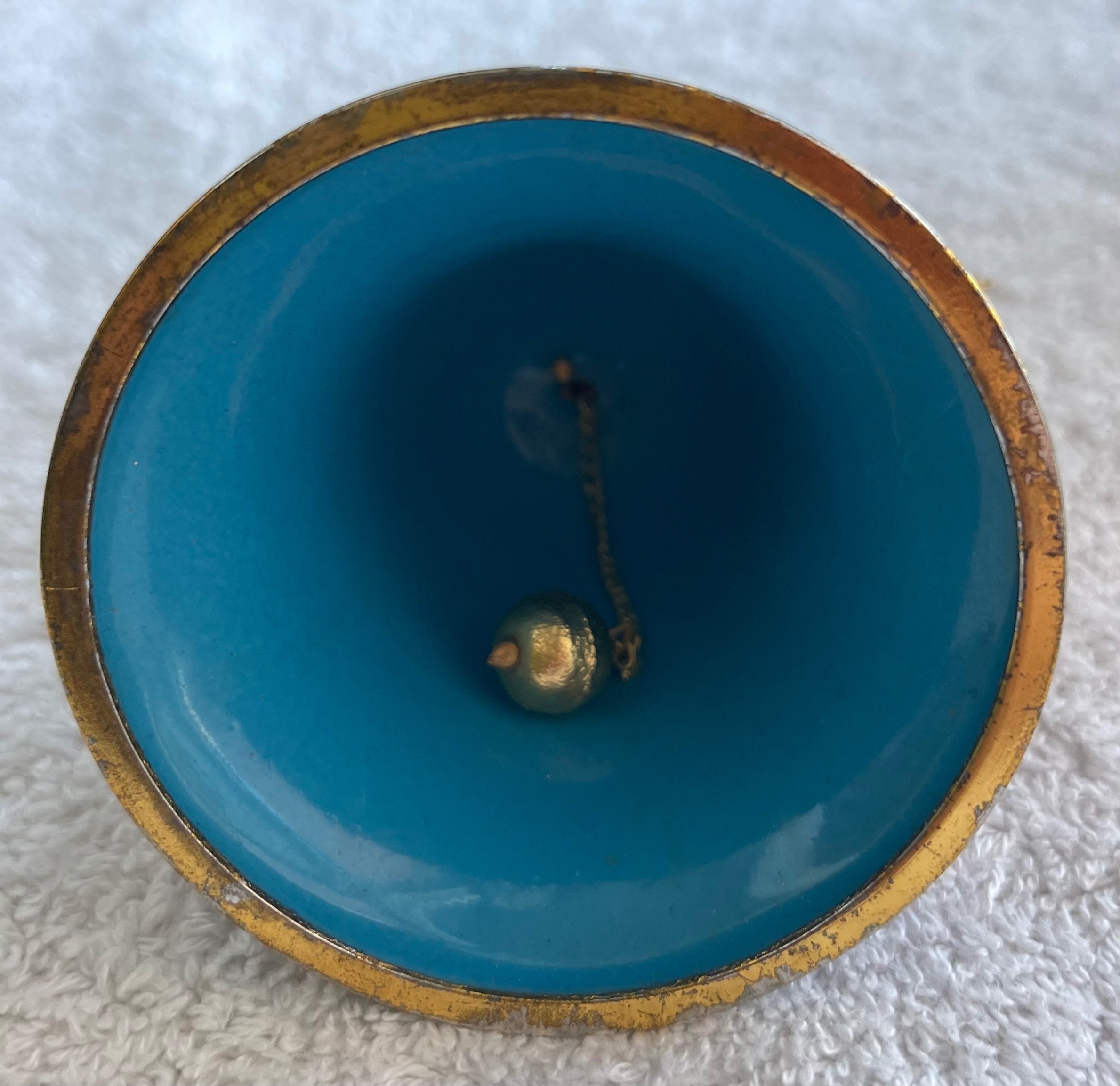 Vintage 3.5" Brass Cloisonné Christmas Bell Ornament - photo 3