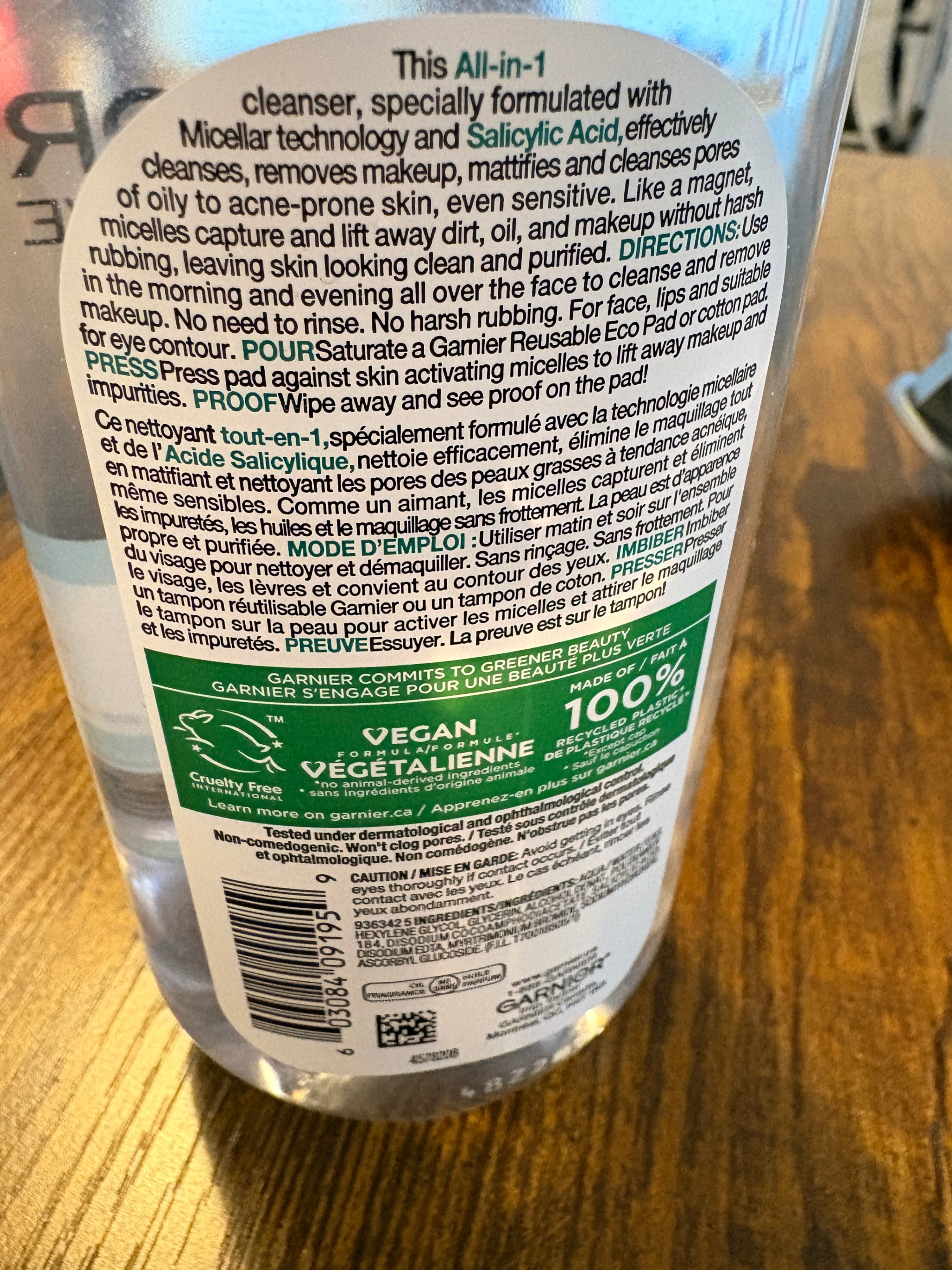 Garnier Micellar Cleansing Water + Salicylic Acid 400 mL - New - photo 4