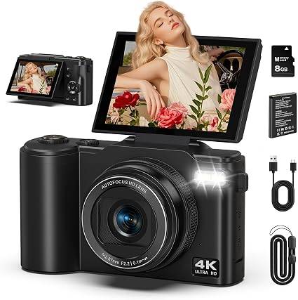 4K 64MP Digital Vlogging Camera with 180° Flip Screen