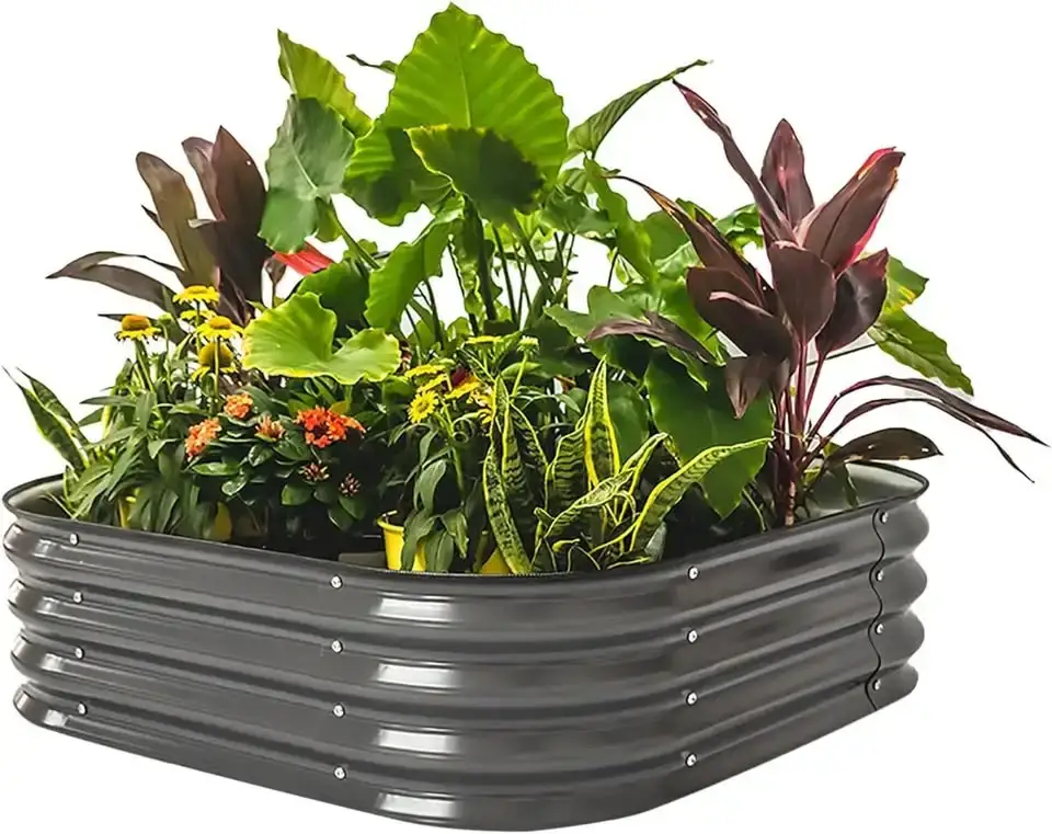 Vego garden Raised Garden Bed Kit, 11" Tall 4 in 1 Modular Metal