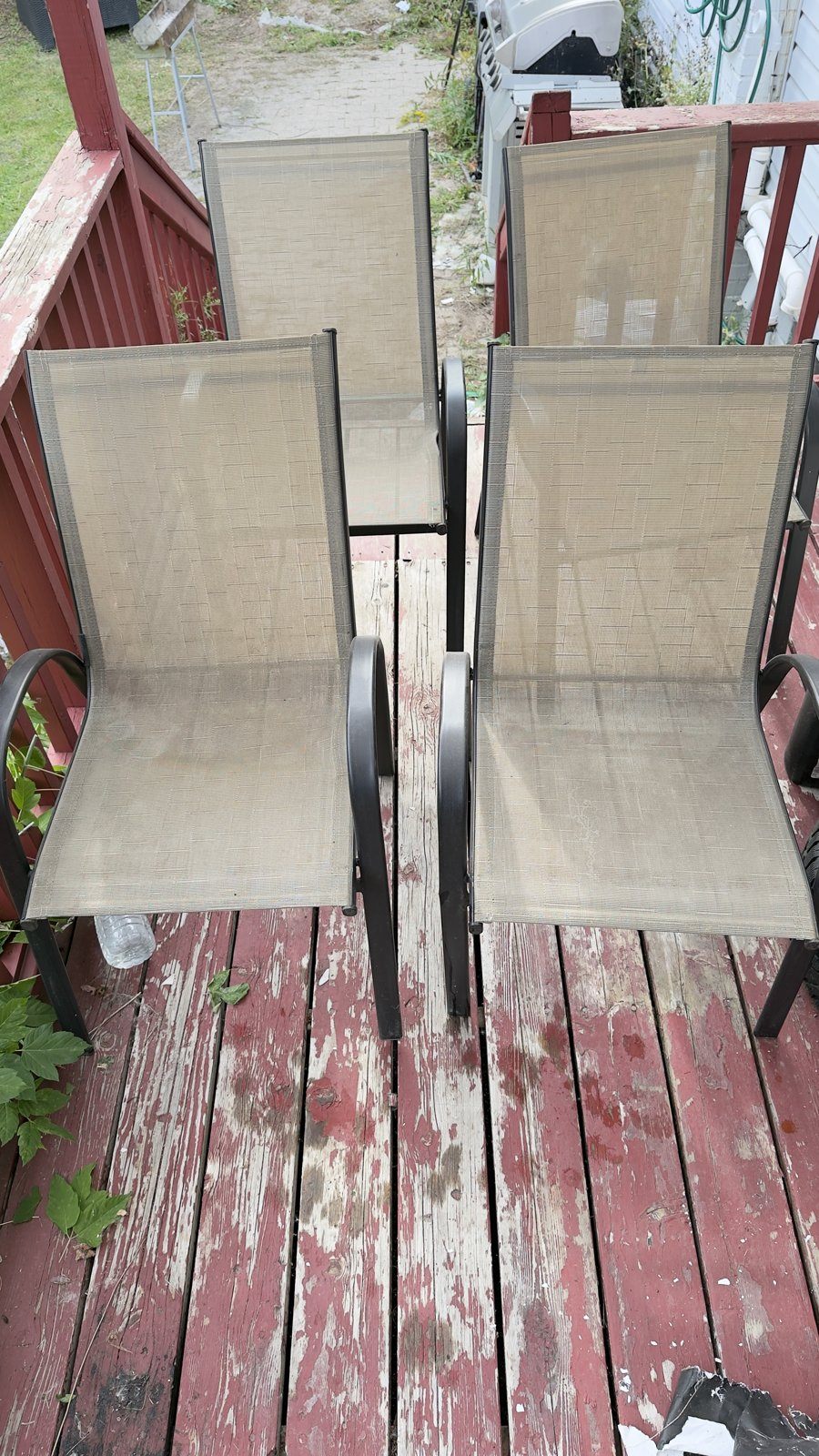4 Stackable Patio Sling Chairs – Outdoor Dining Chairs