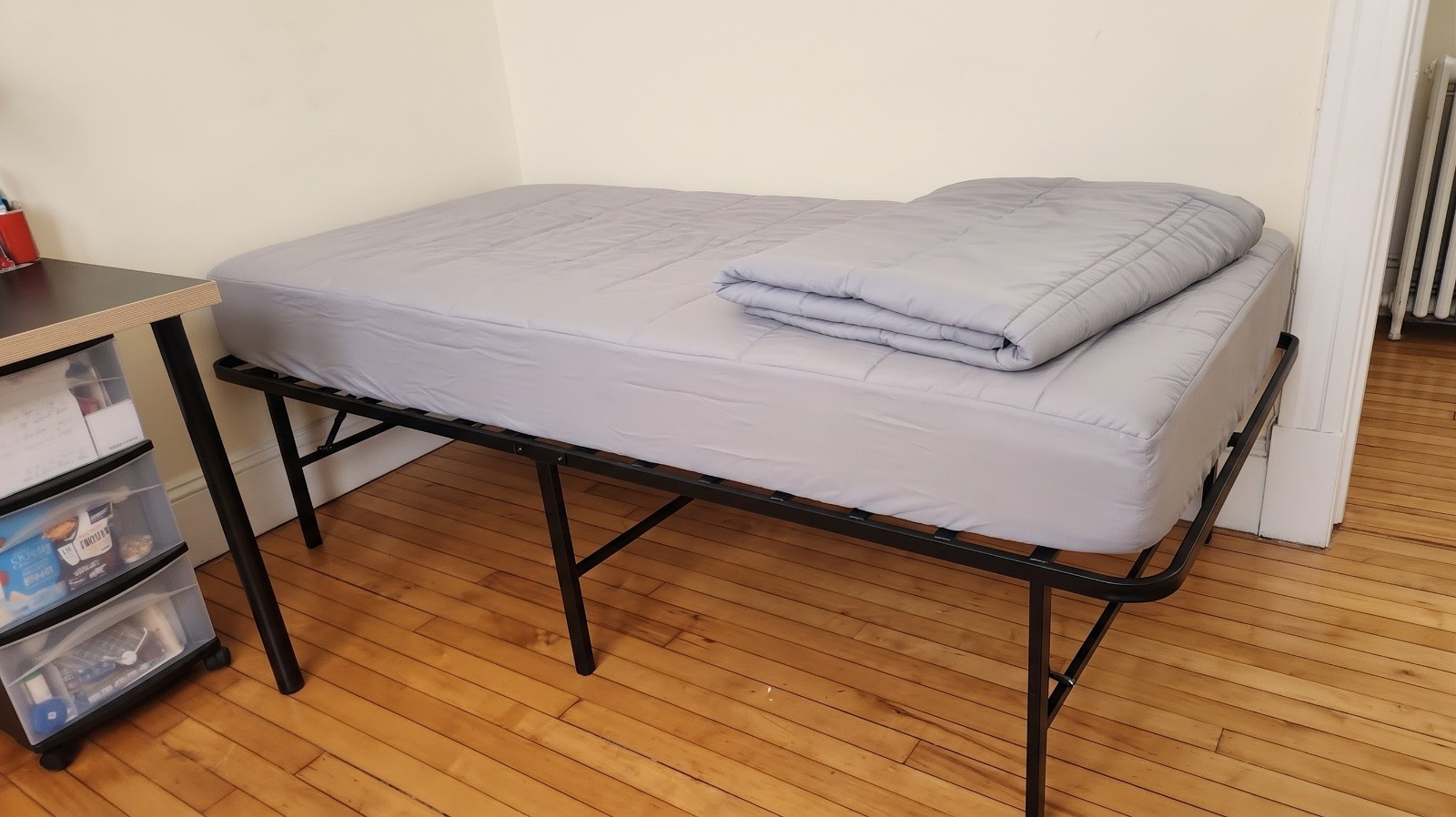Twin size bed frame with mattress