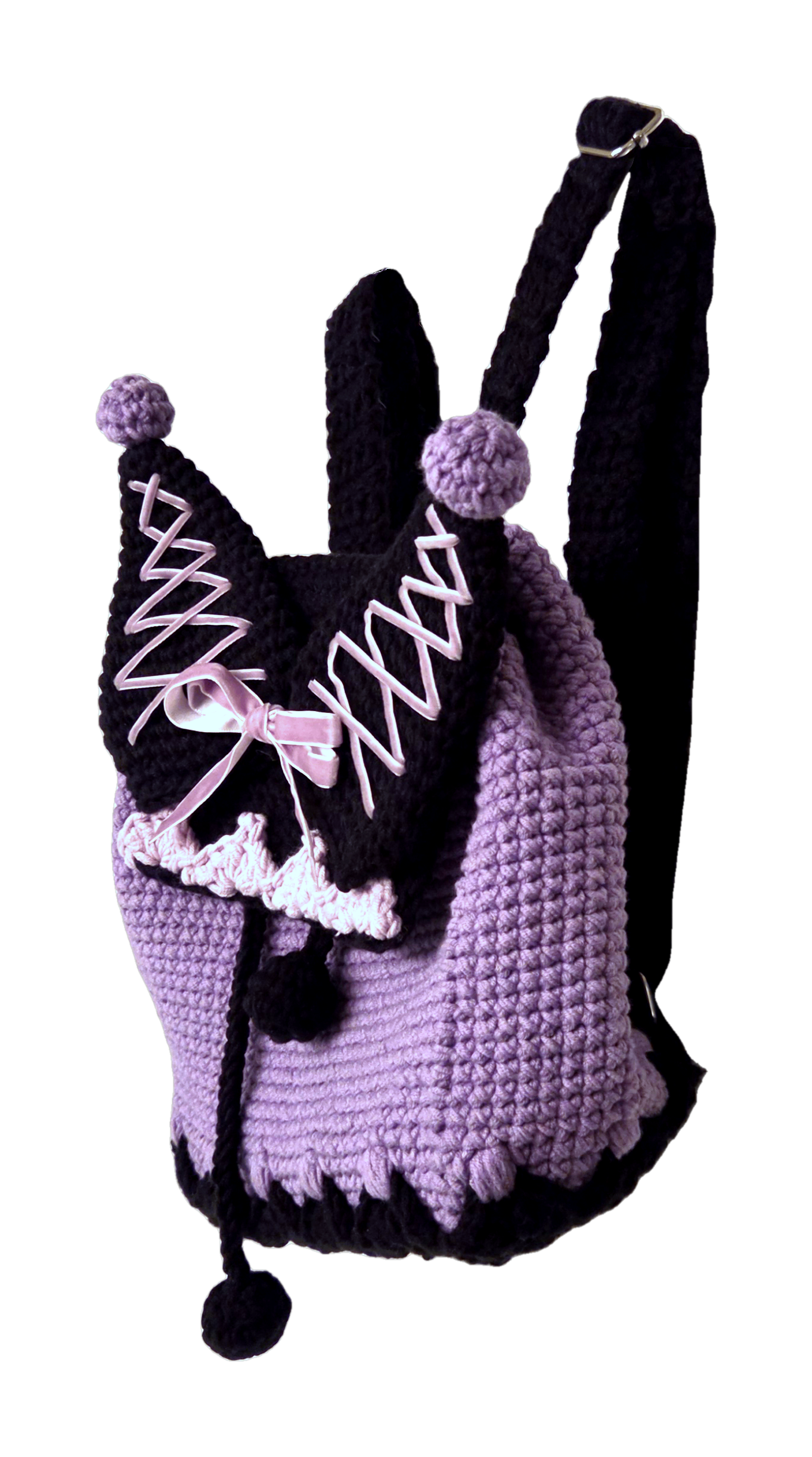 Handmade Kuromi Mini Backpack (~6x9 in) – Kawaii Halloween - photo 2
