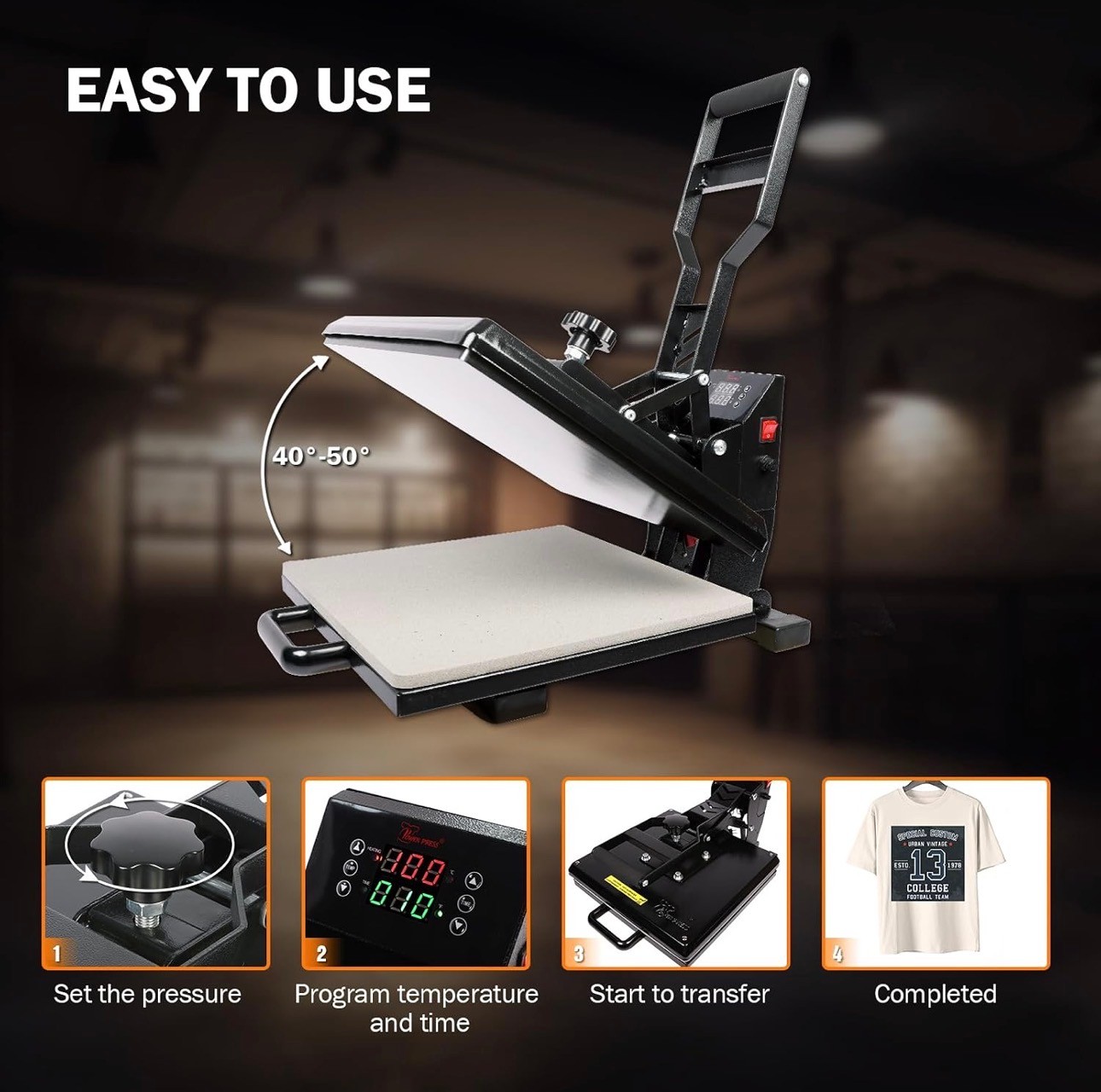 PowerPress Industrial-Quality Digital Heat Press Machine 15x15" - photo 5