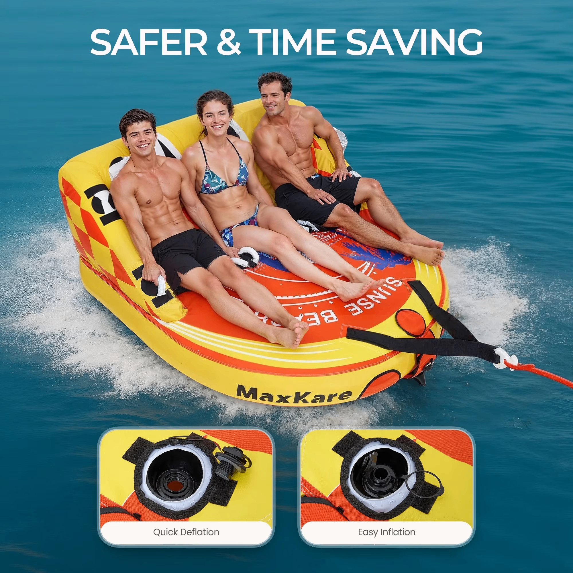 Towable Tube with Dual Tow Points, Inflatable Tube for Boating - photo 5