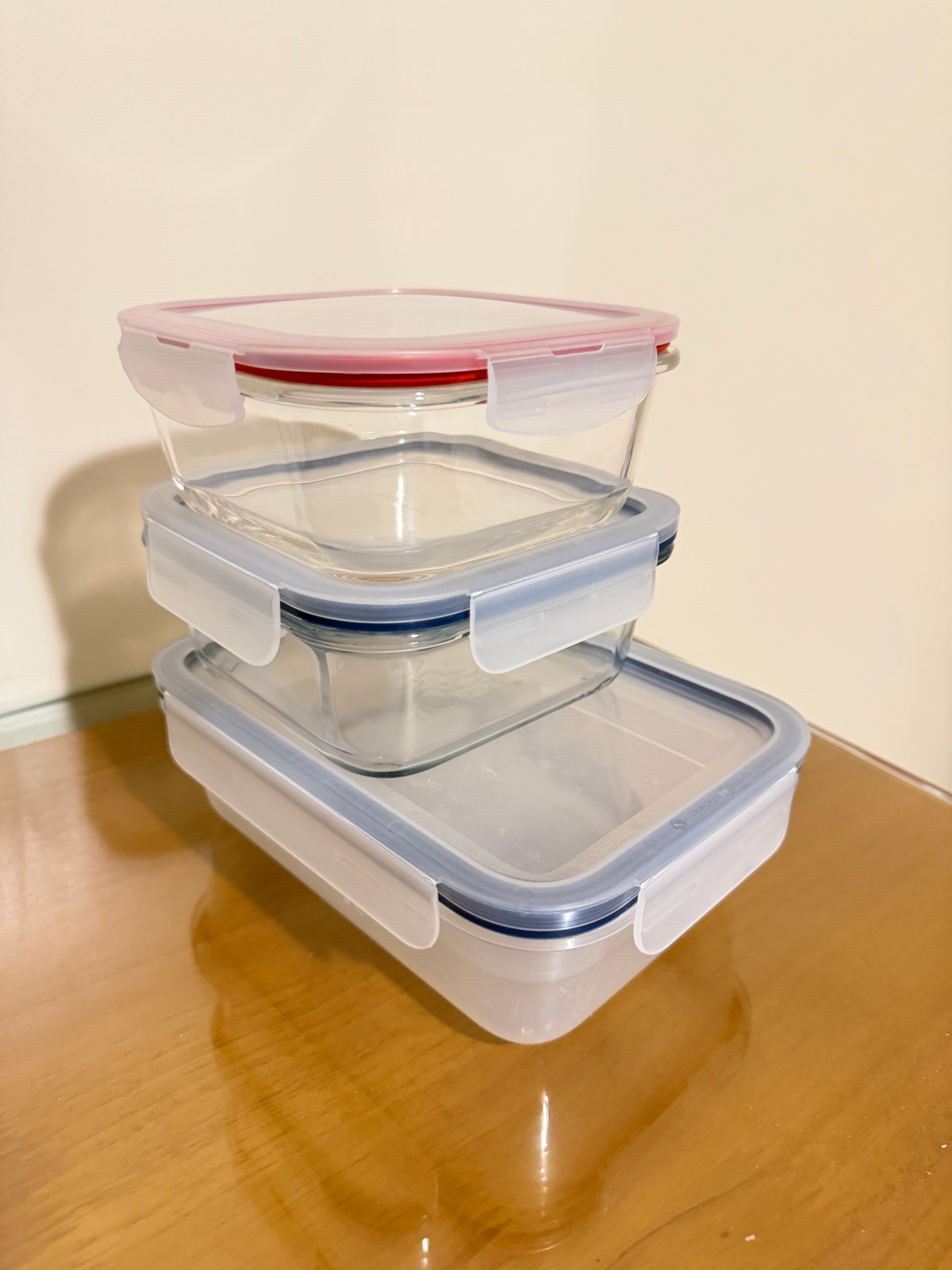 Set of 3 Glass Food Storage Containers with Locking Lids