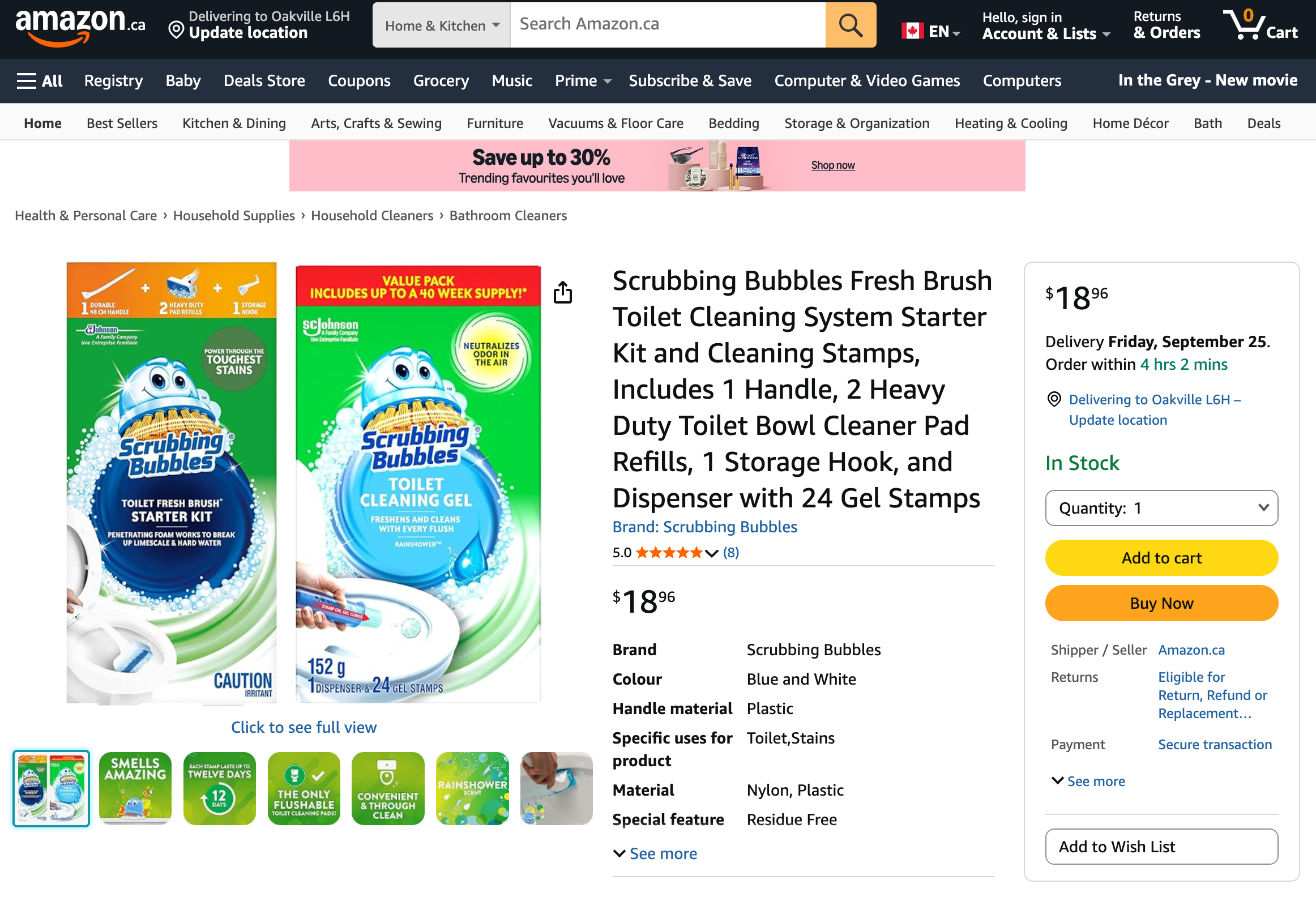 Scrubbing Bubbles Toilet Cleaning Gel Stamps $10/box, $18 for 2
