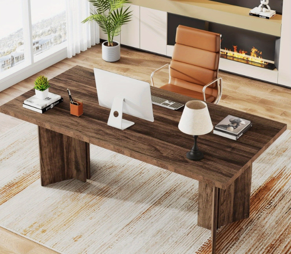 63-inch Executive Desk, Vintage Office Computer Desk Large Table
