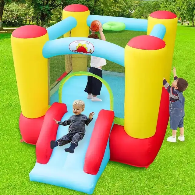 Inflatable Bounce House with Blower, Jumping Castle Slide, Kids