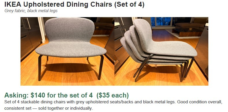 IKEA Upholstered Dining Chairs - Set of 4