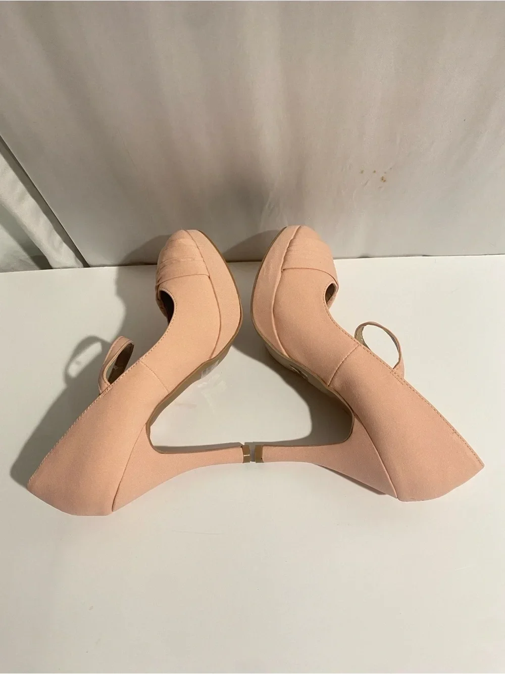 Qupid Women's 8 Blush Pink Round Toe Mary Jane Platform Heels - photo 4