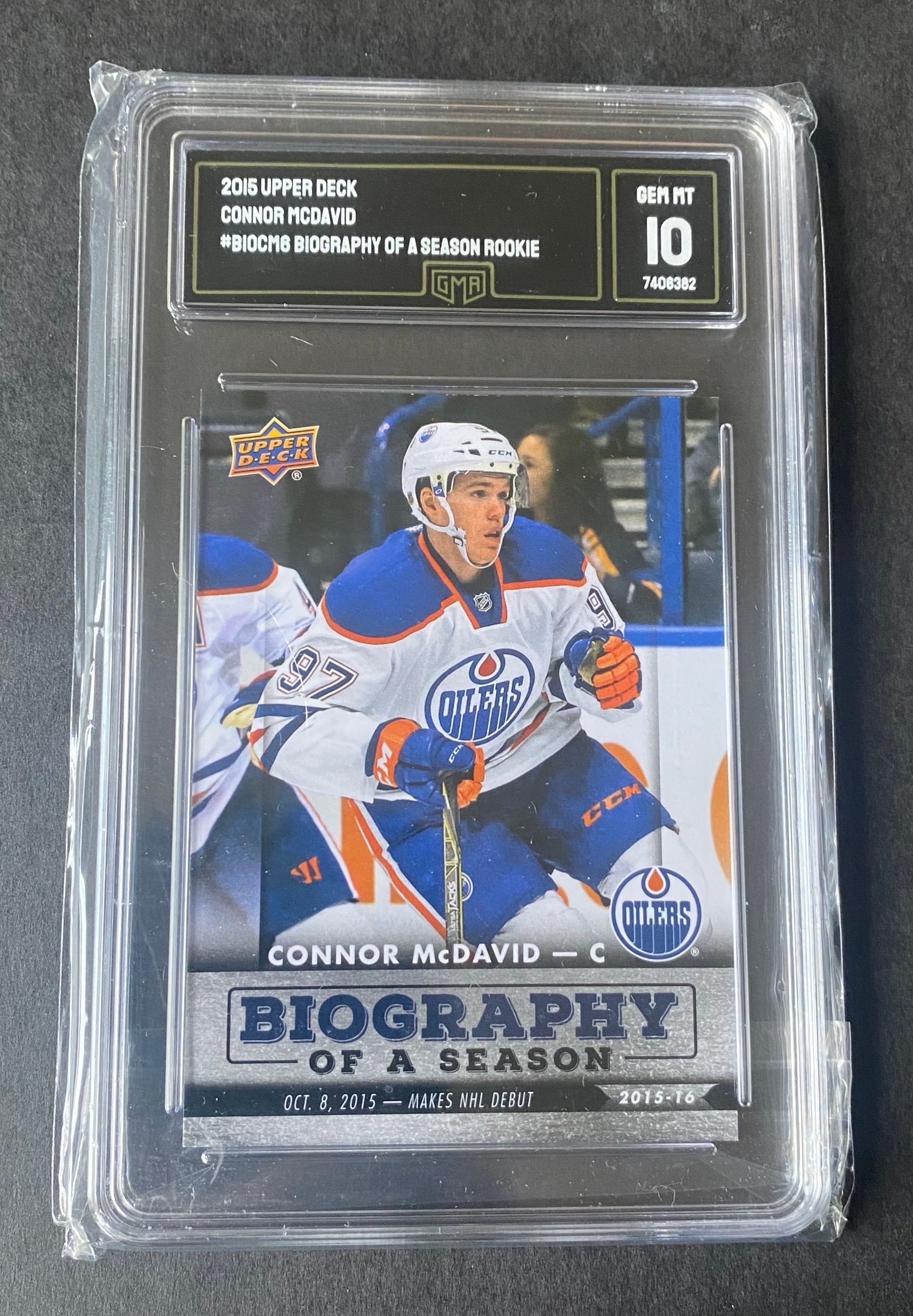 2015 Edmonton Oilers Connor Mcdavid Rookie #BIOCM6 Mint GMA 10
