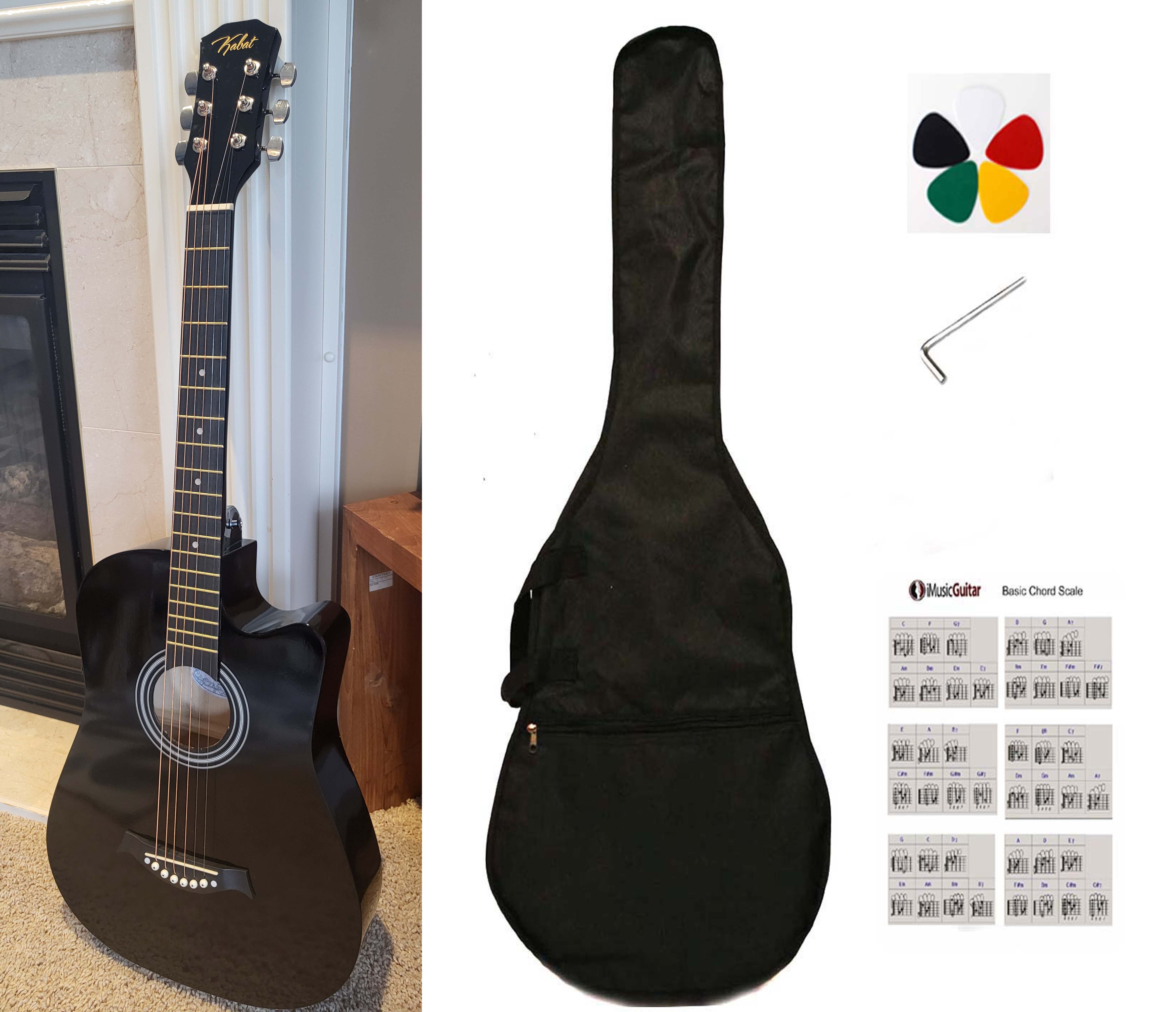 38" Black Acoustic Guitar – Sleek Design, Great Sound Brand New