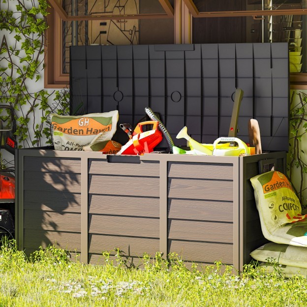 75‐Gallon Outdoor Garden Storage Deck Box – Black