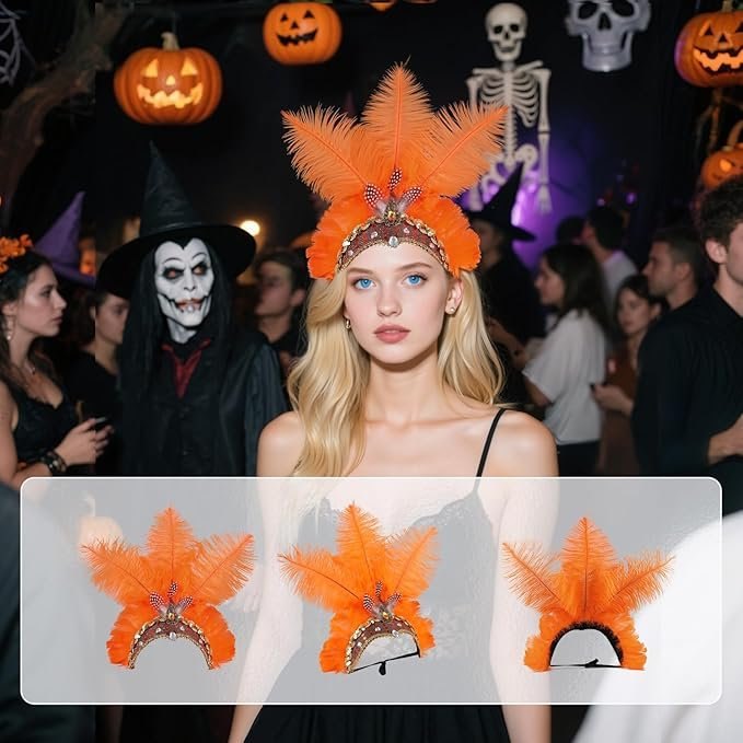 NEW~ Orange Showgirl Headpiece – Costume & Cosplay Accessory