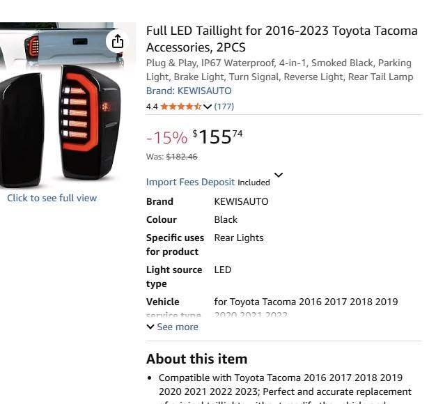 52. Toyota Tacoma Full LED Taillight (2PCS) - photo 4