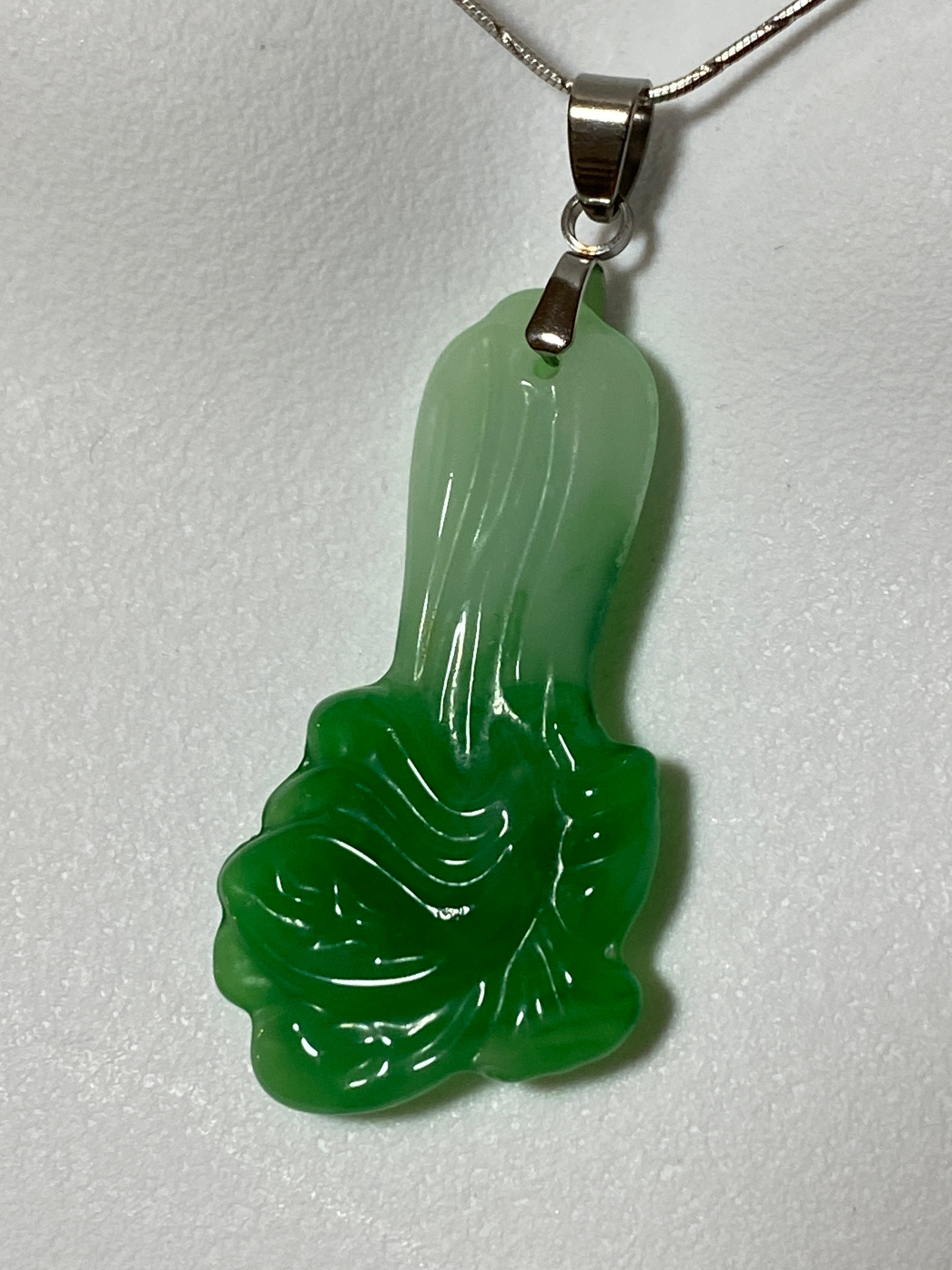 Cute Green Agate Vegetable Pendant