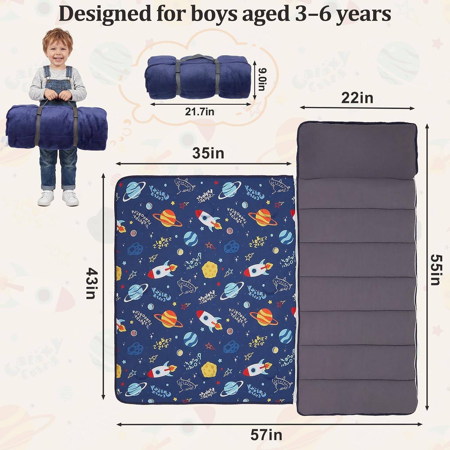 NEW~ Reversible Toddler Nap Mat – 55"x35" + Removable Pillow - photo 2