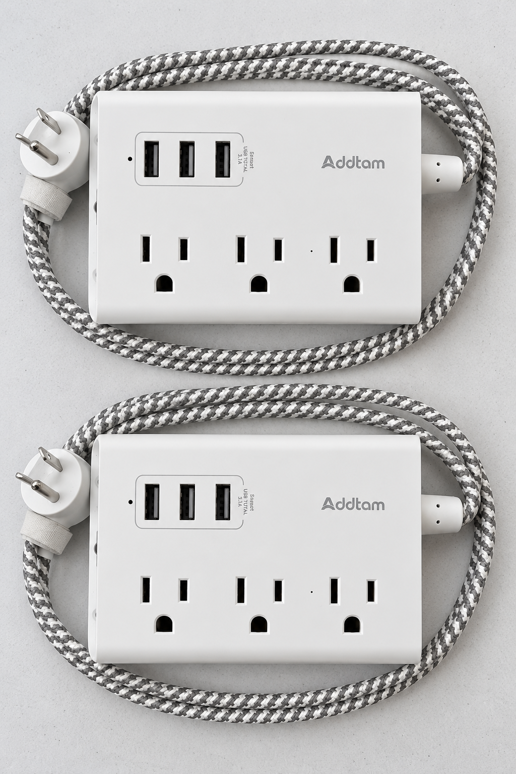 Addtam USB Power Strip Surge Protectors w/ Braided Cord