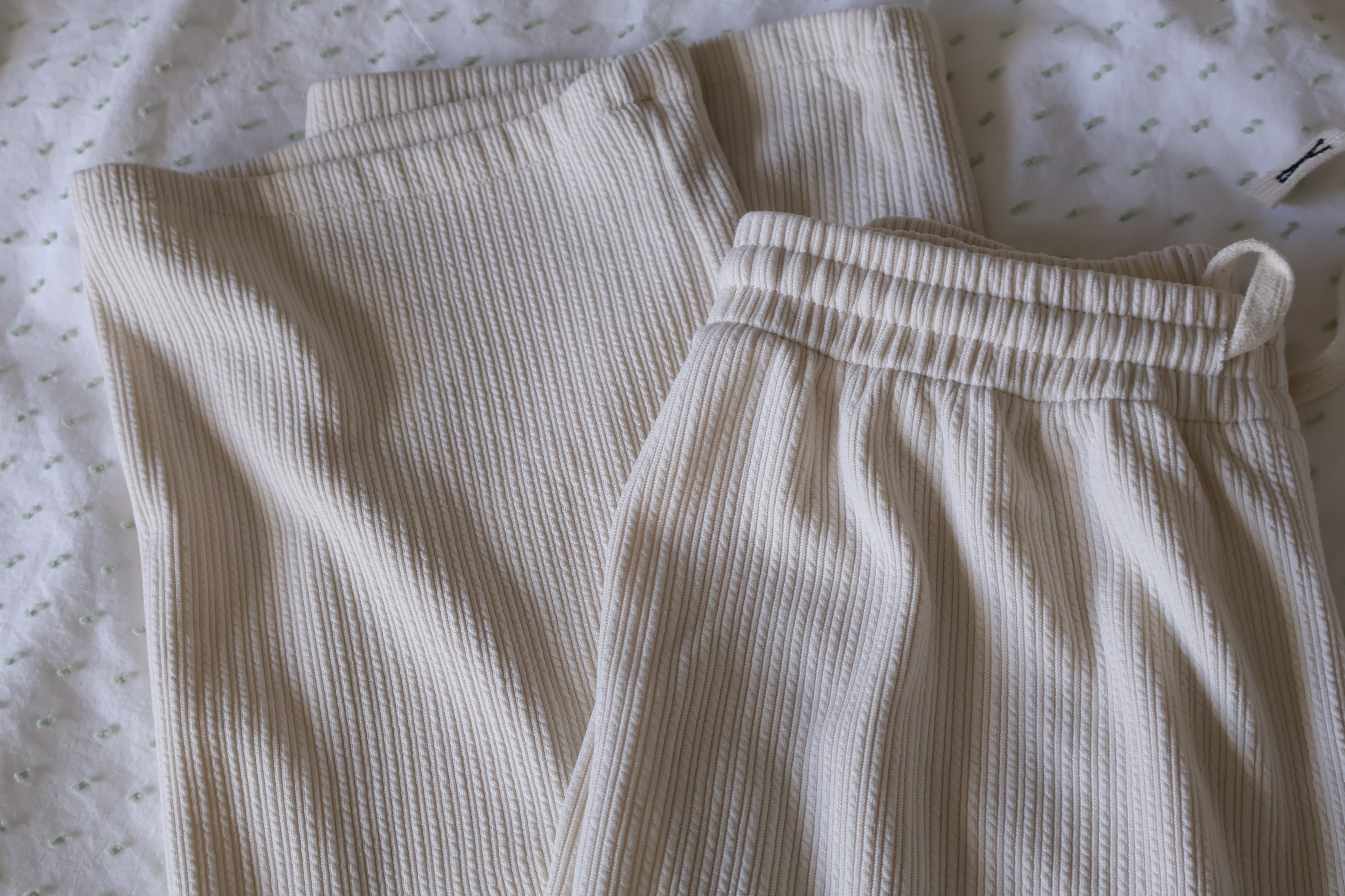 Cream ribbed lounge pants - photo 2