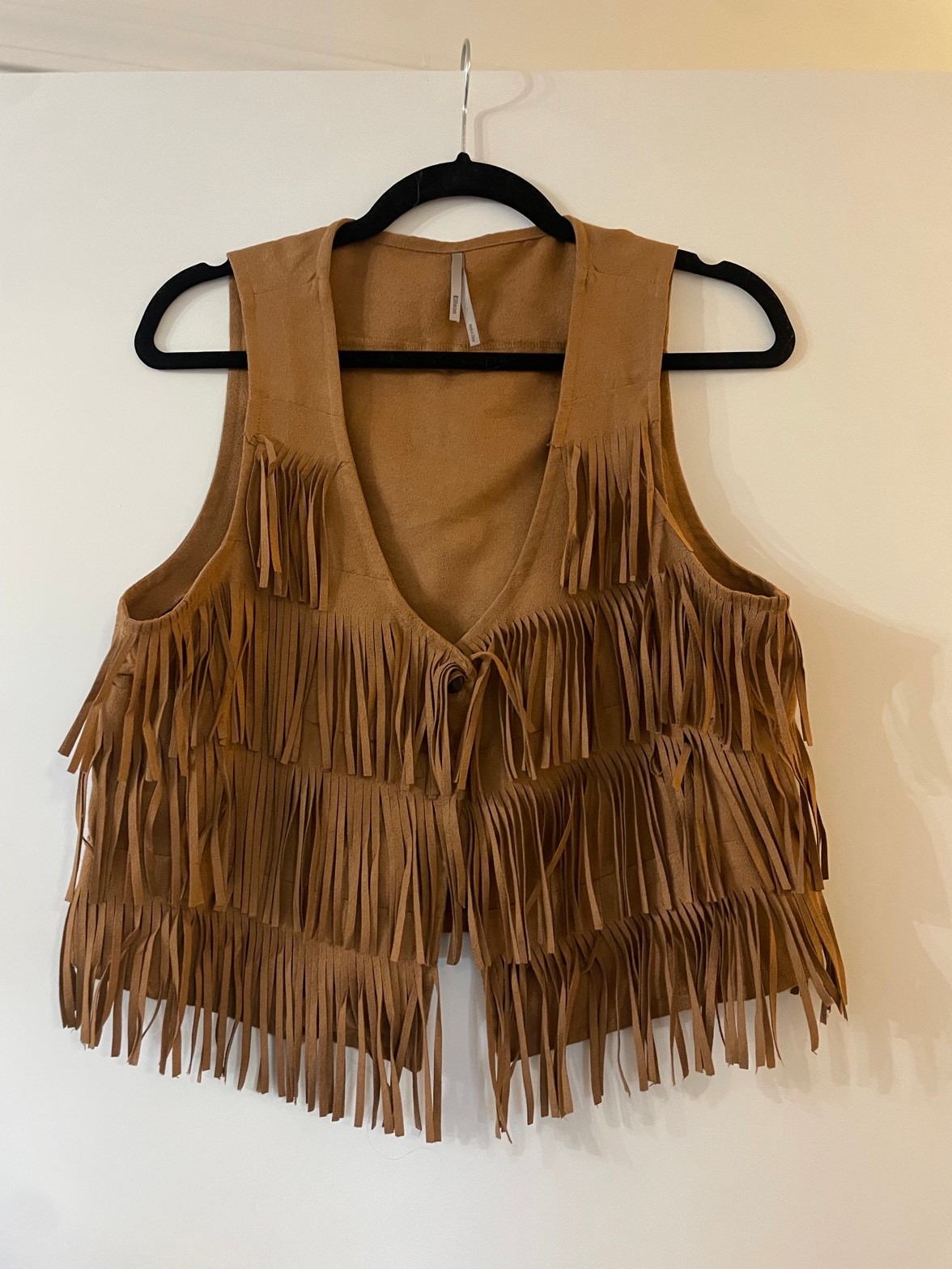 Suede fringe vest, brown
