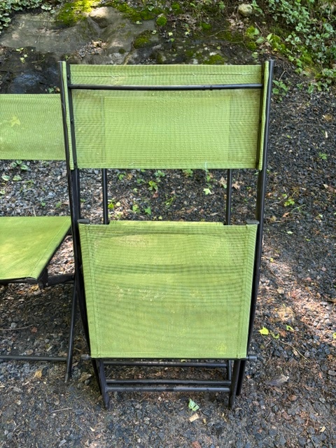 Set of 4 Folding Patio Chairs – Green Sling Style - photo 3