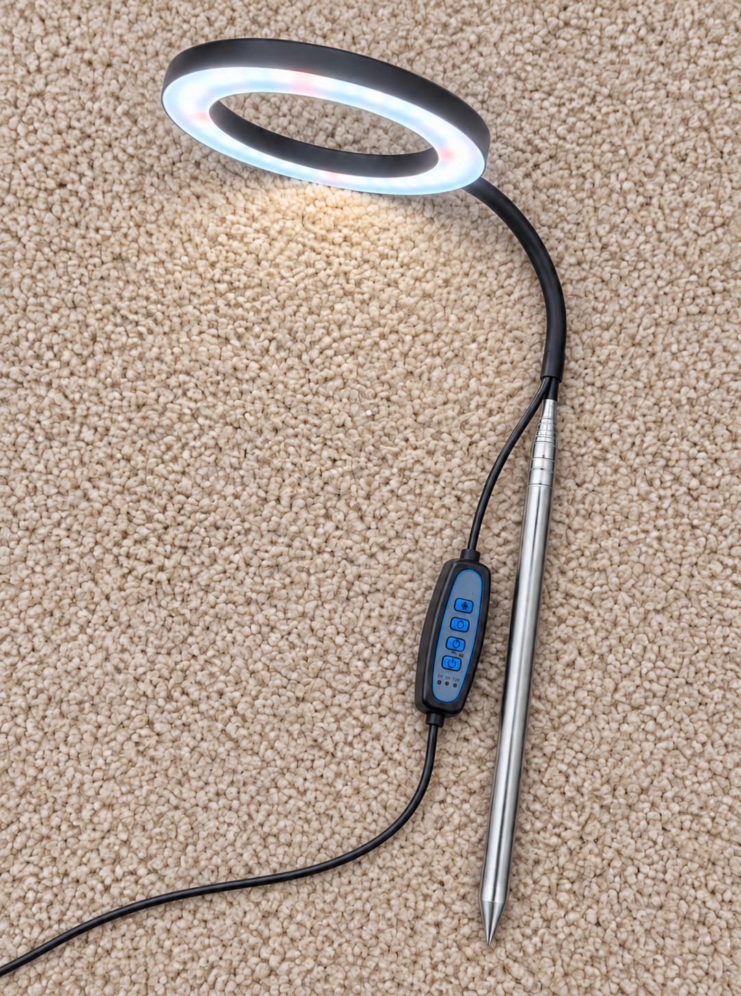 LED Halo Plant Grow Light w/ Telescoping Stake & Timer Control - photo 3