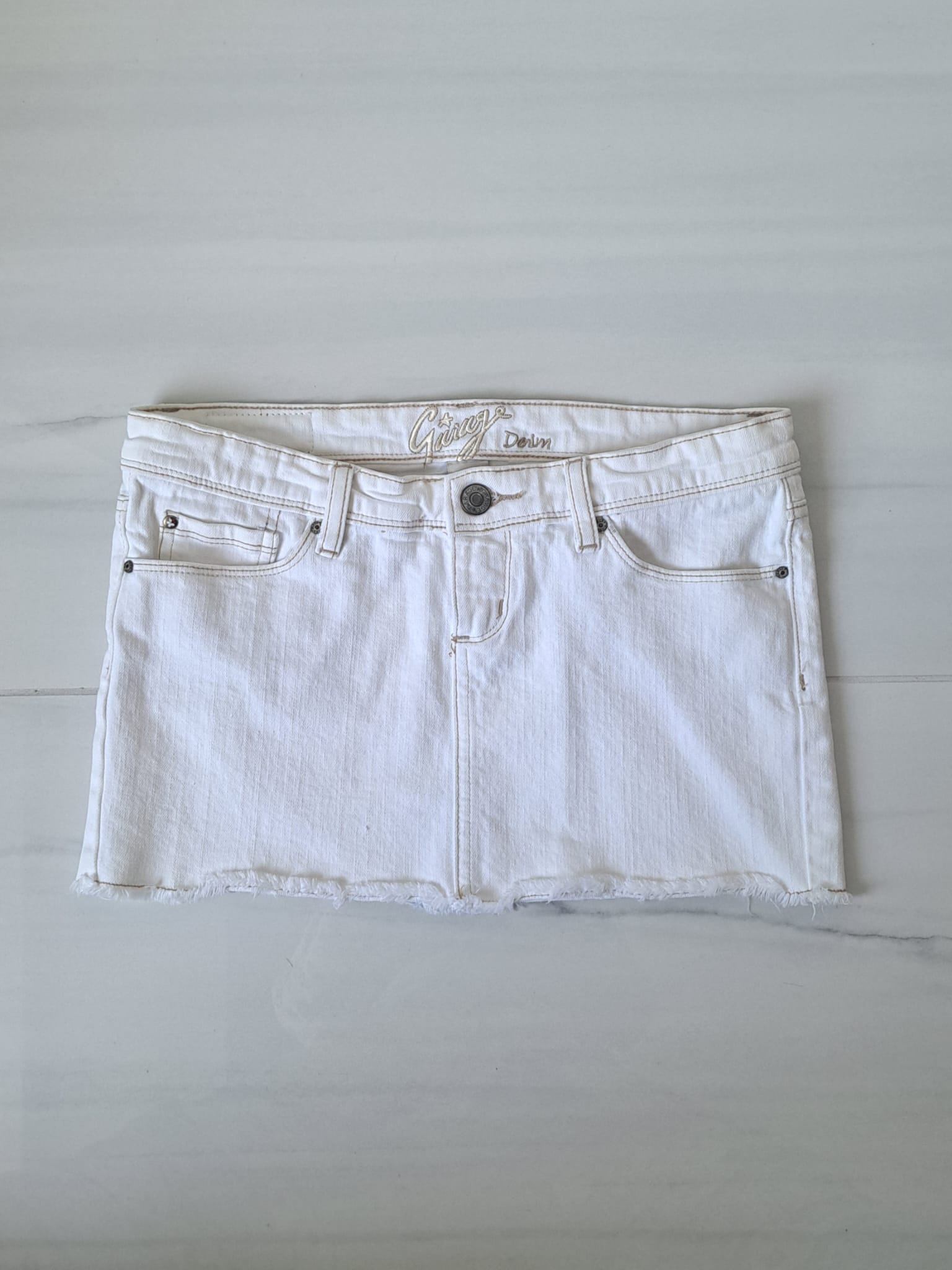 🤍 Y2K Garage White Low Rise Denim Mini Skirt