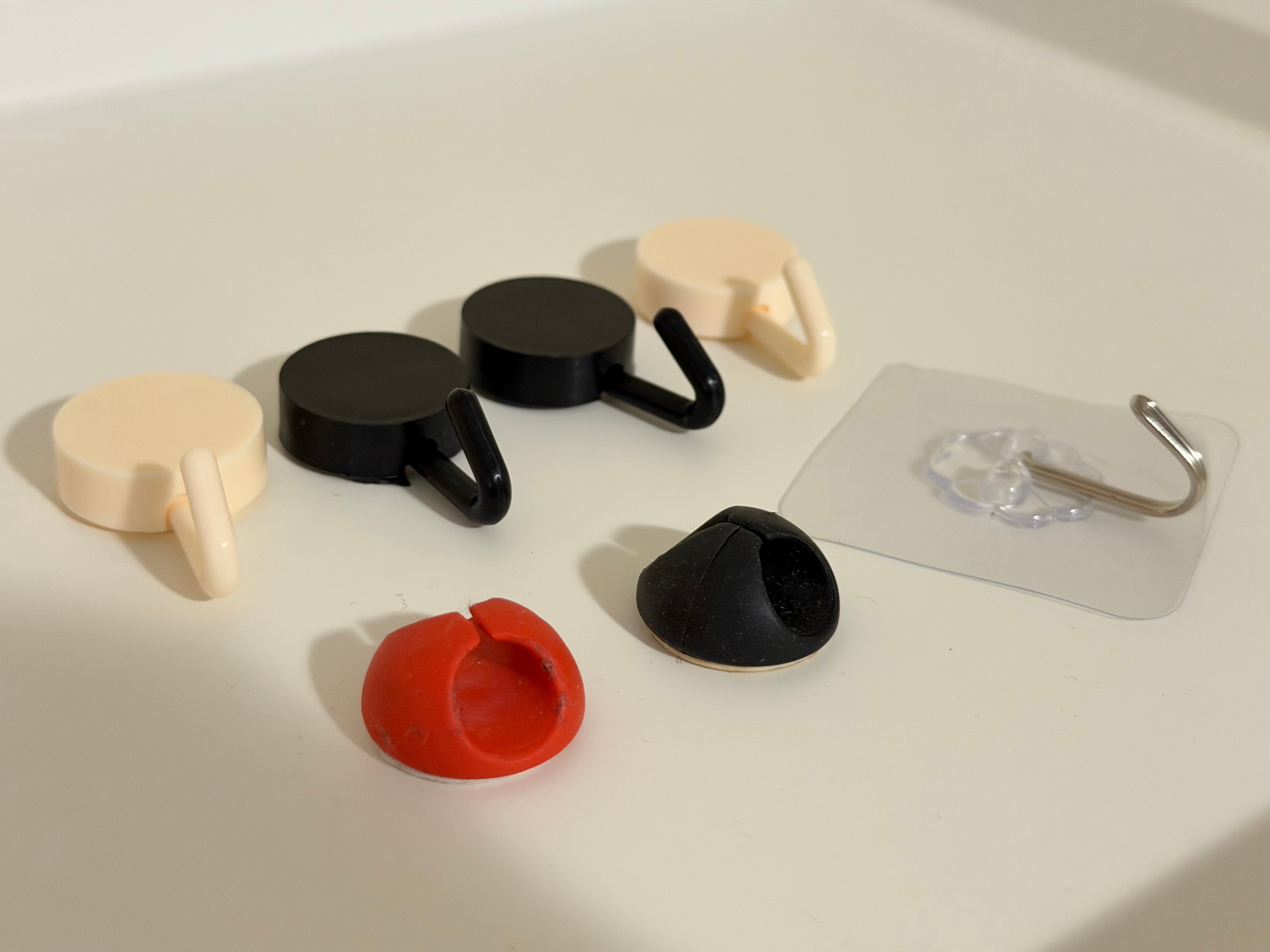 Adhesive Wall Hooks and Cable Clips – 7-Piece Set