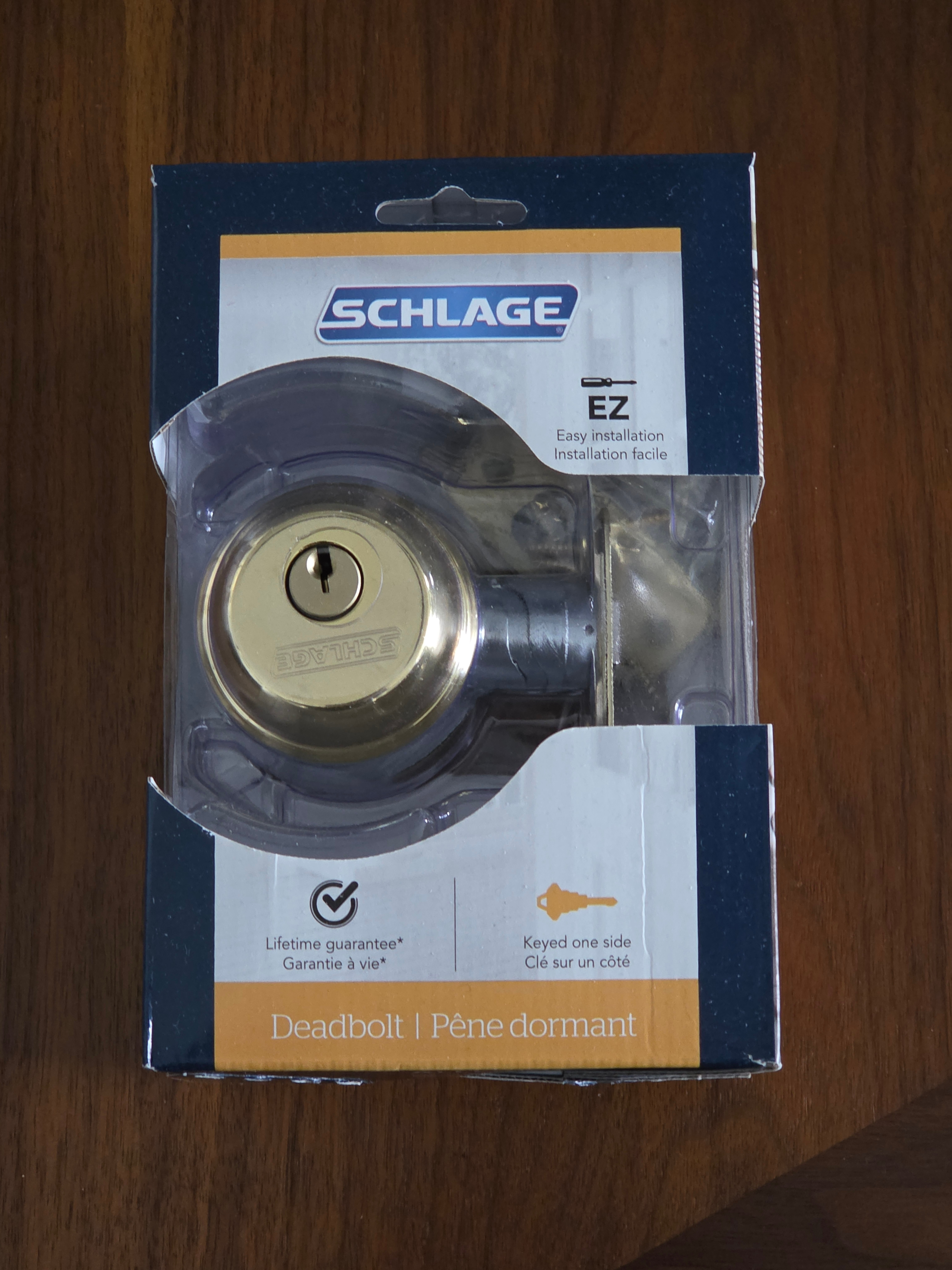 Brand New Schlage Single Cylinder Deadbolt – Bright Brass