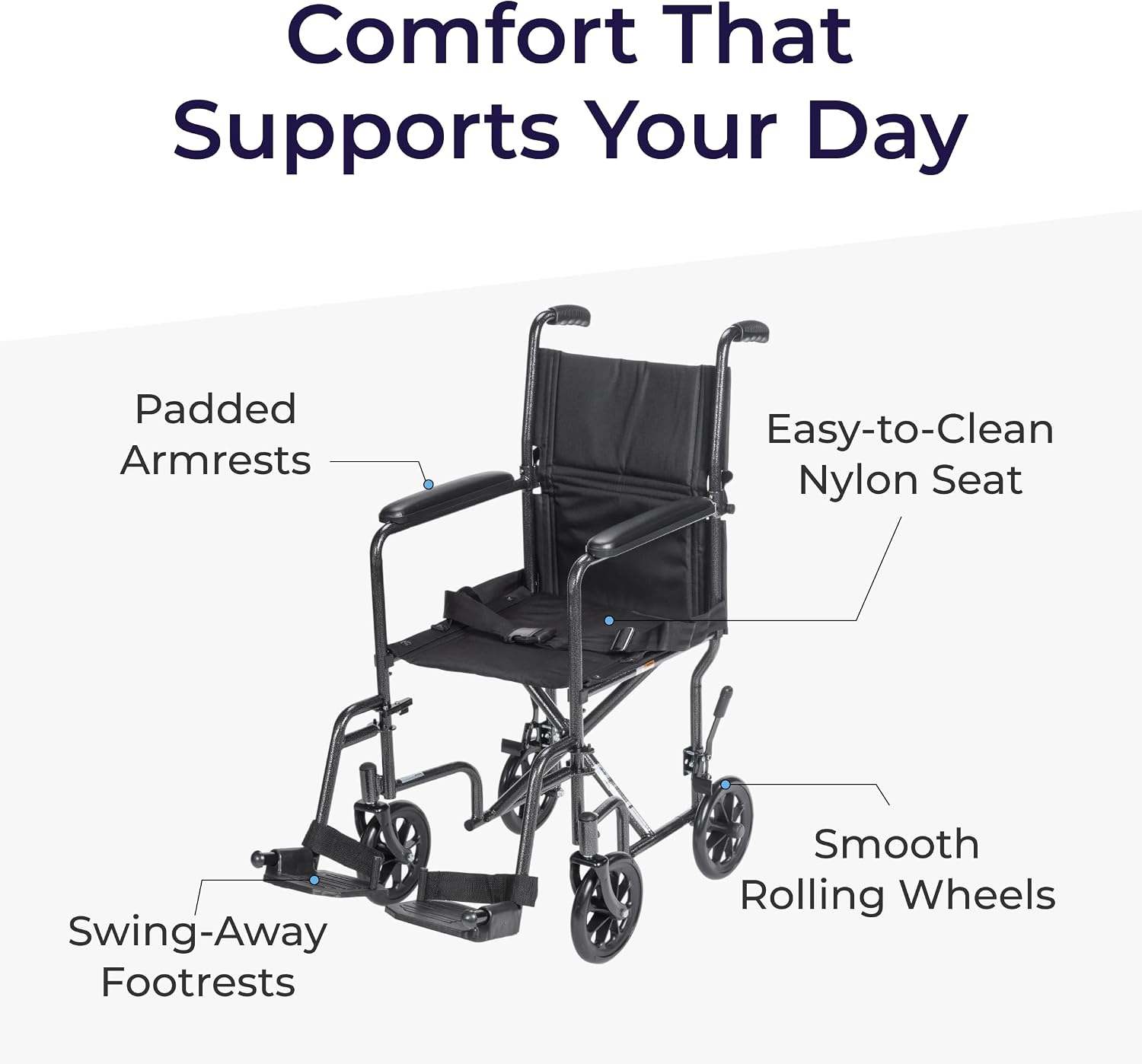 Drive Medical TR39E-SV Lightweight Folding Transport Wheelchair - photo 4