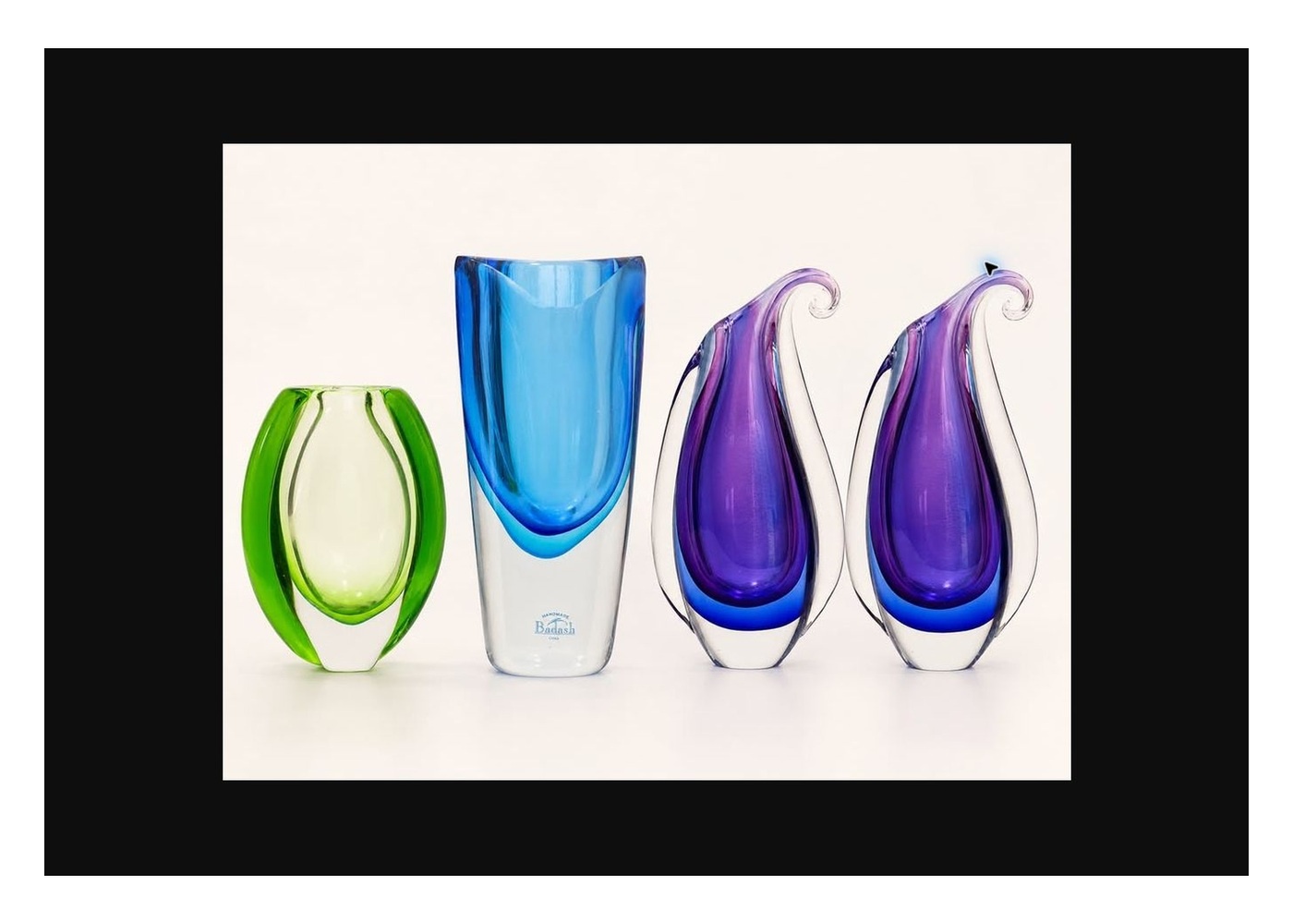 Set of 4 Sculptural Art-Glass Vases