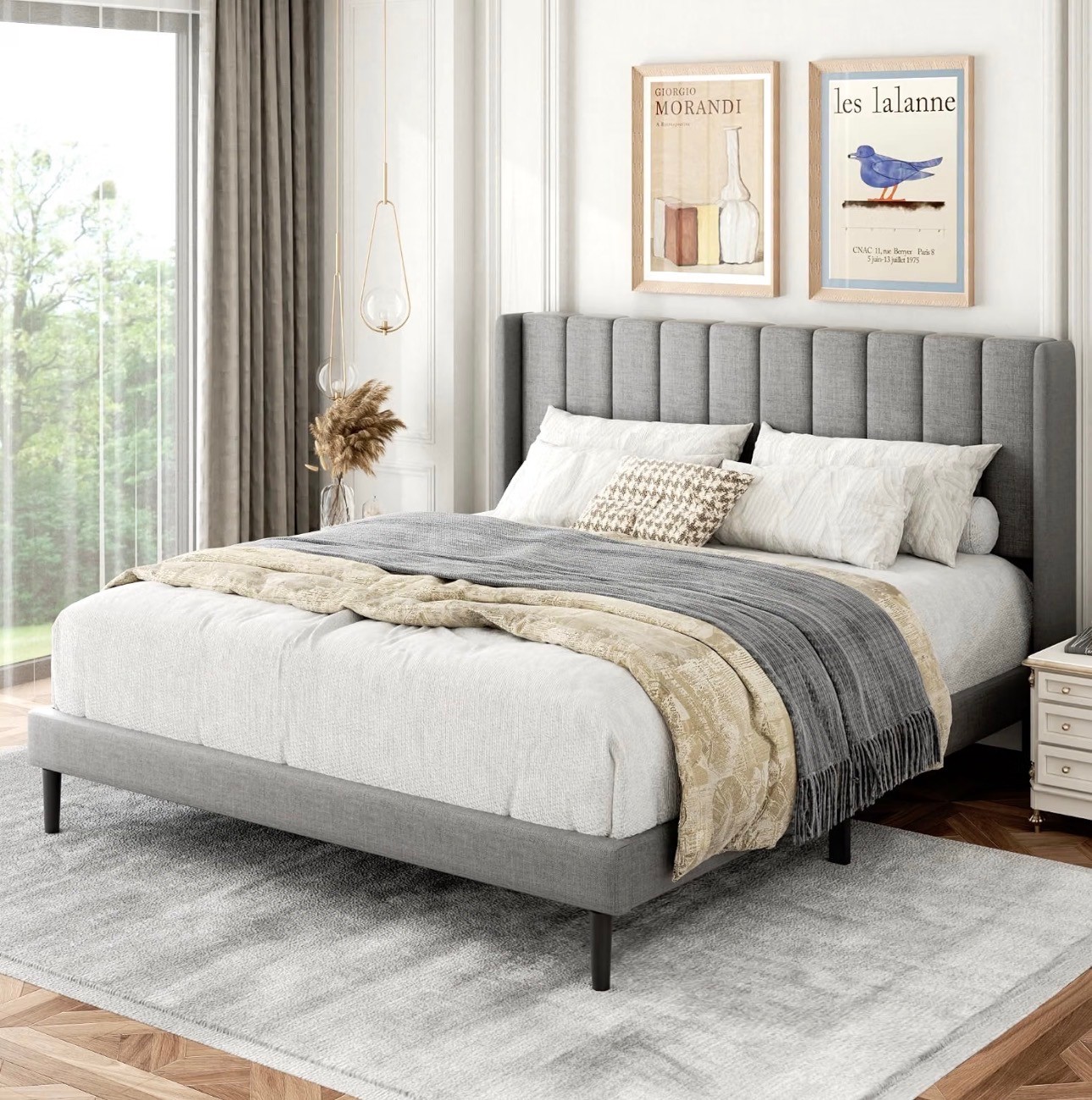 NEW: Queen Size Platform Bed Frame w/ Headboard Easy Assembly - photo 4