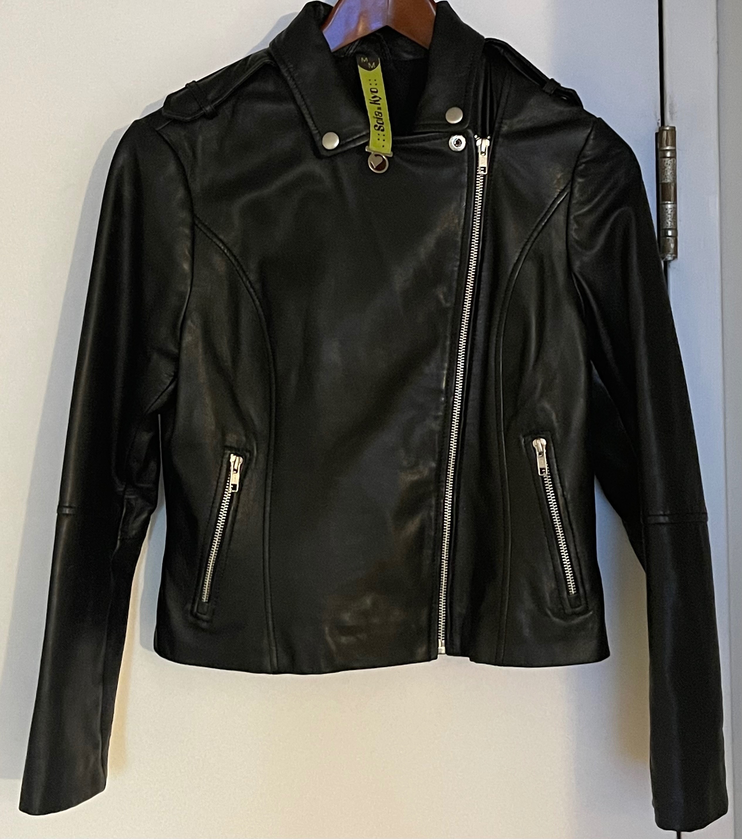 Unworn Soia & Kyo Genuine Leather Moto Jacket - Size M