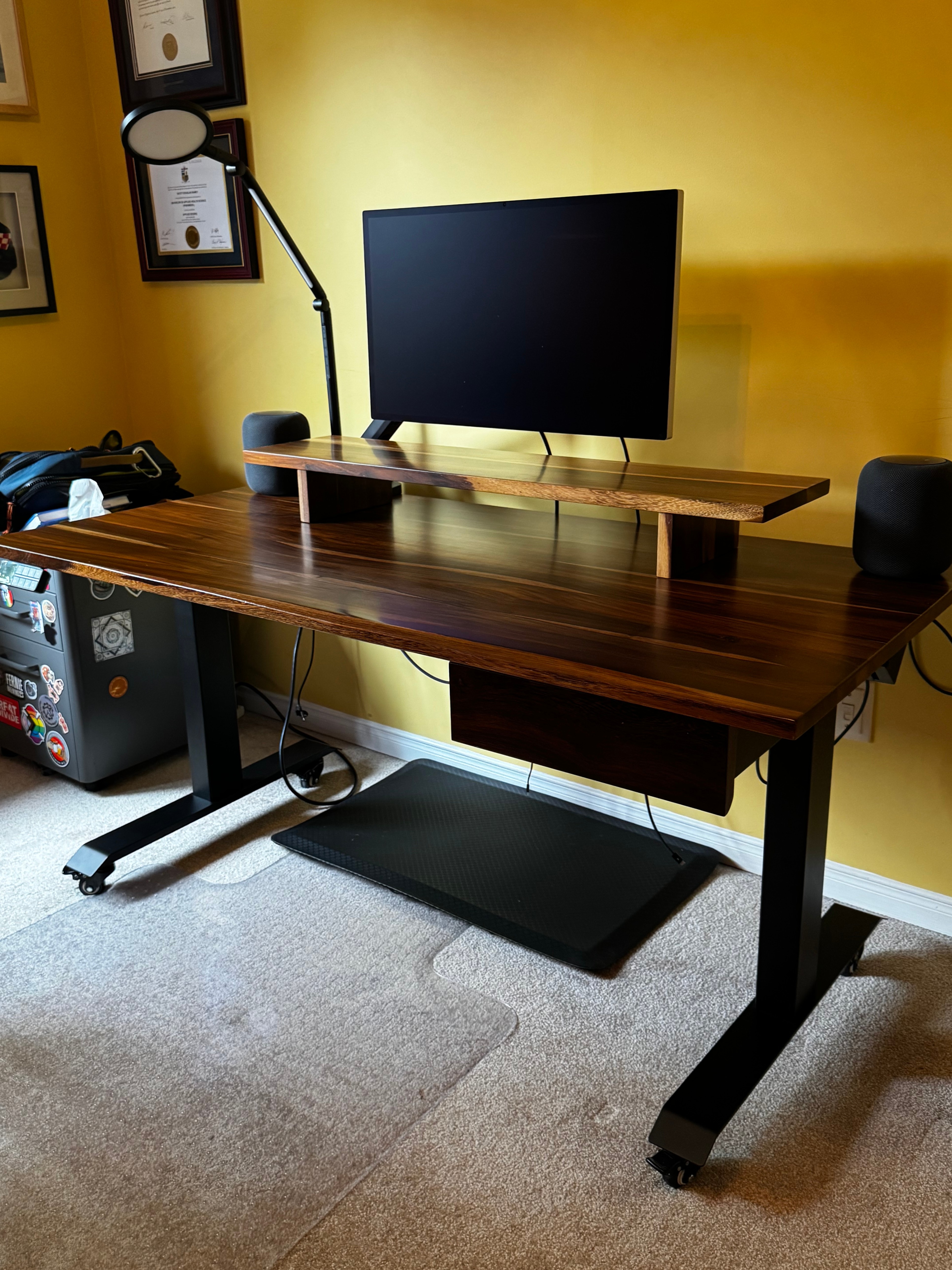 Desky 72" Solid Pheasantwood Sit Stand Desk Setup