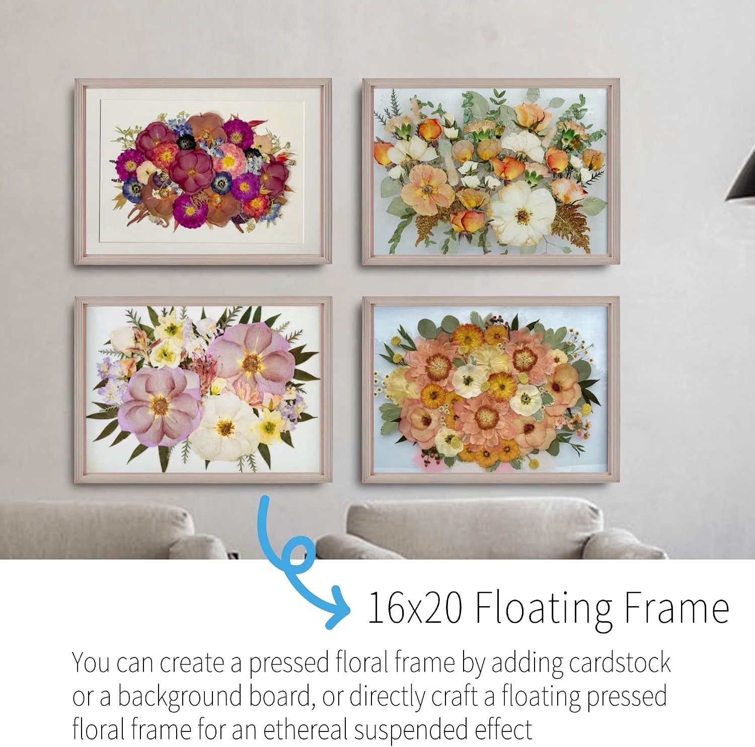 New Sealed Walnut Wood Floating Frame 16x20 Double Glass Frame - photo 3