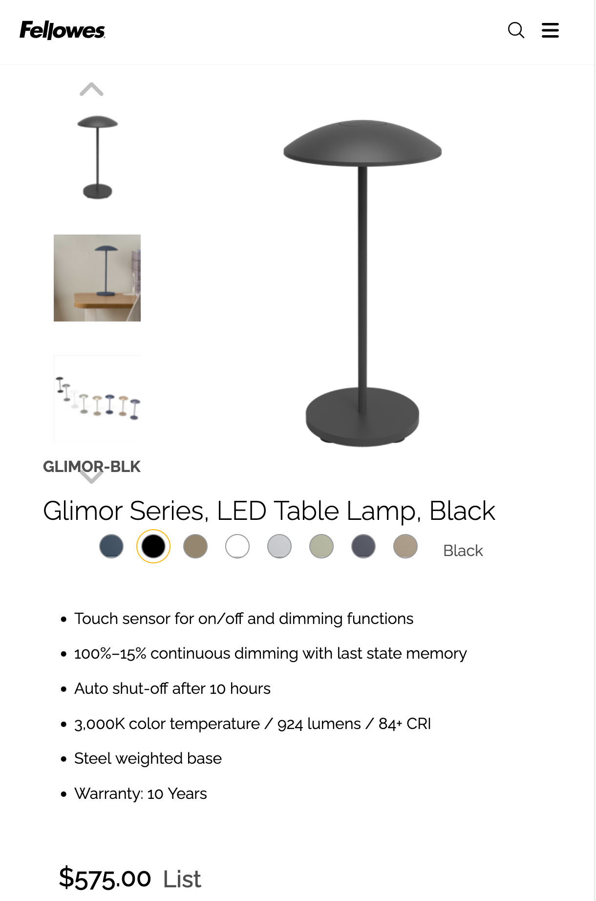 Fellowes Glimor LED Table Lamp — Brand New in Box (Black) - photo 4