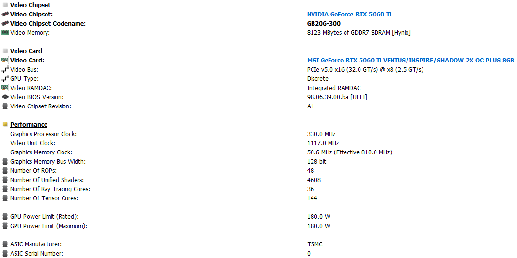 MSI GeForce RTX 5060 Ti 8G GDDR7 Shadow 2X OC Plus Graphics Card - photo 5