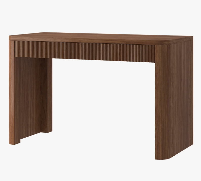 Satin Walnut Wood Vanity Console Table with Two Drawers - photo 5