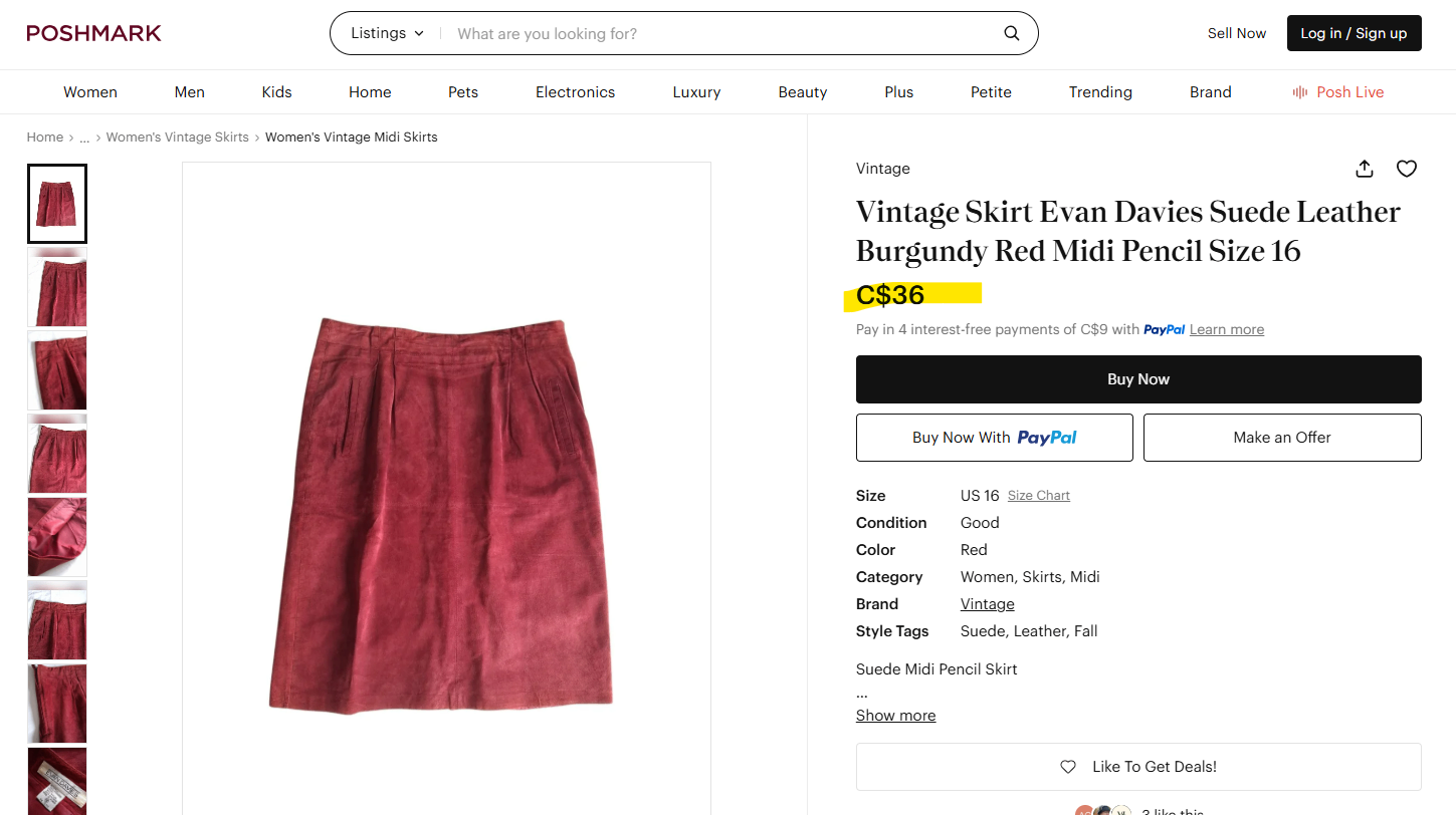 Vintage 80s Beige Suede Pencil Skirt / Jupe vintage en suède - photo 4