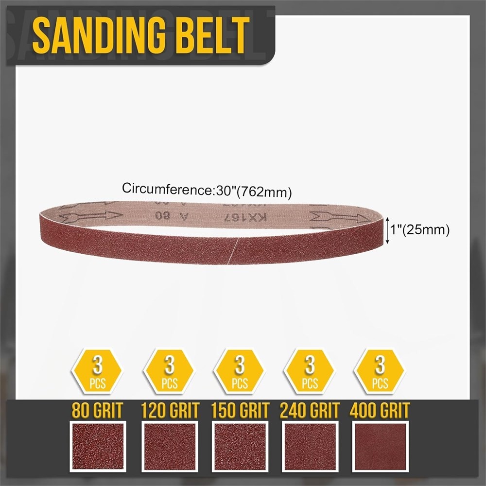 1" x 30" Sanding Belts – 15PCS Assorted 80-400 Grit