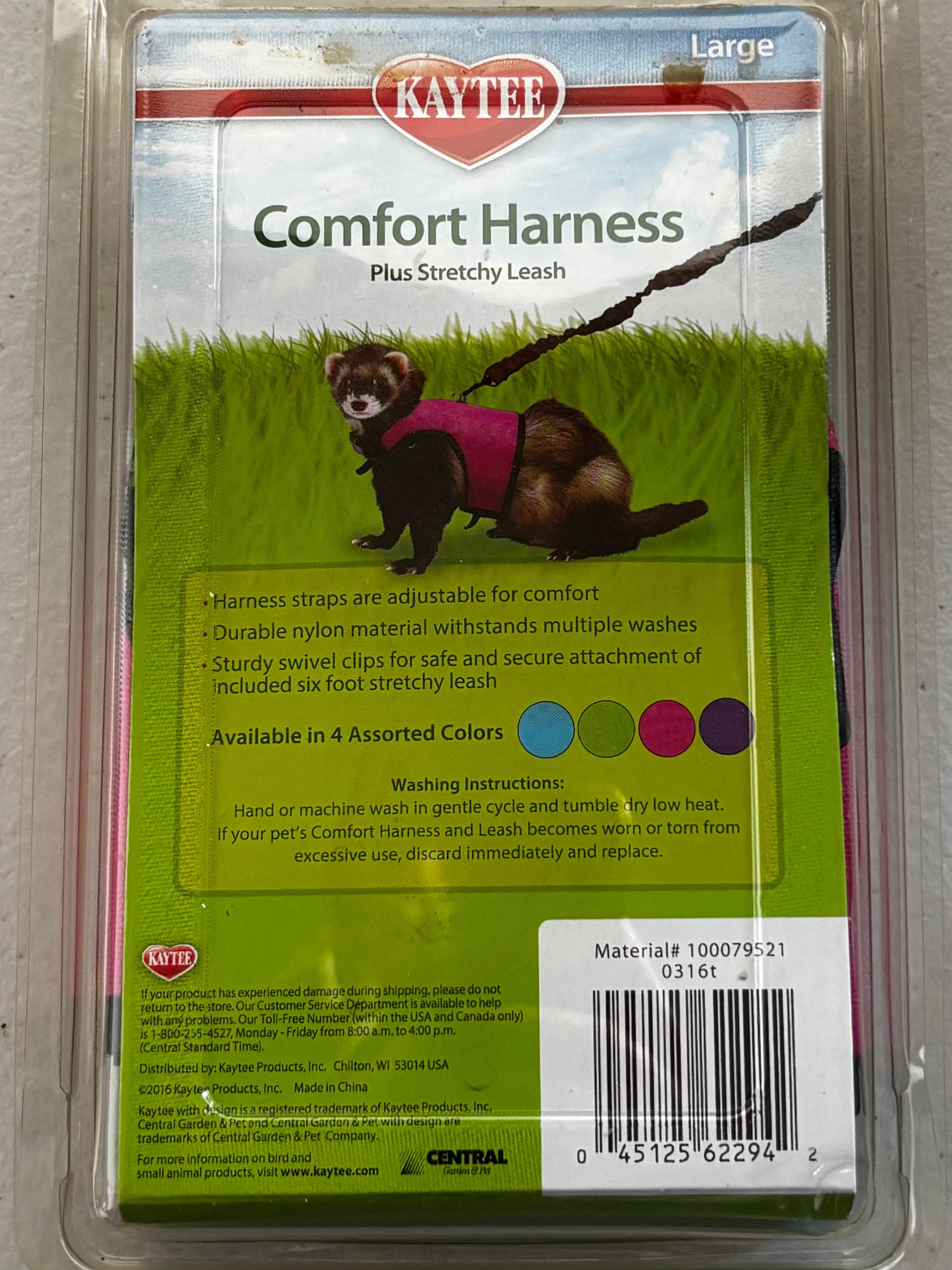 Kaytee Large Small Animal Stretchy Leash Harness Pink - photo 2