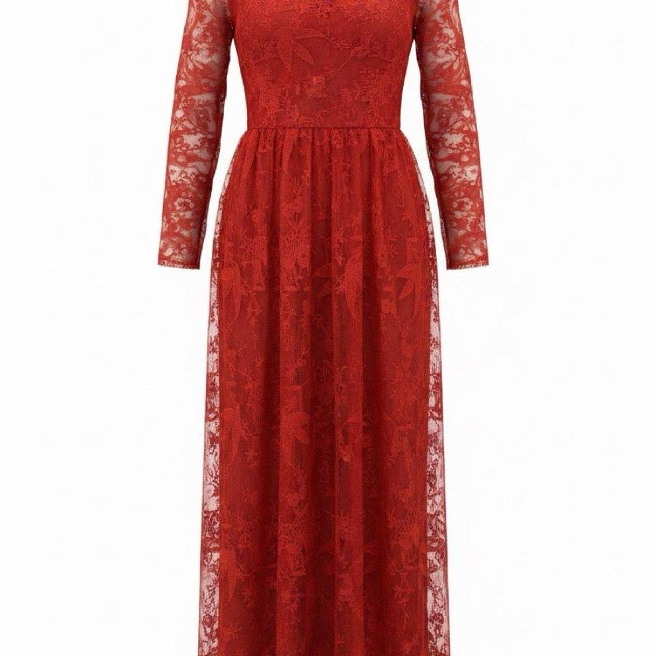 Red Lace Floral Maxi Dress – Size 6 – Brand New